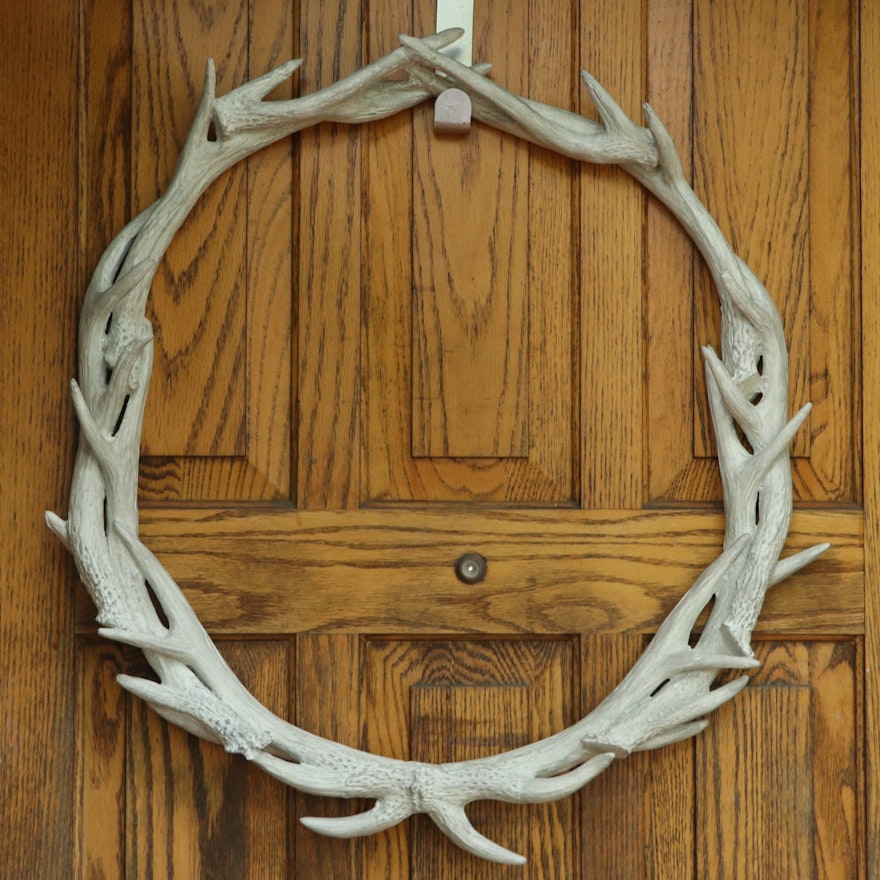 Faux White Antler Wreath