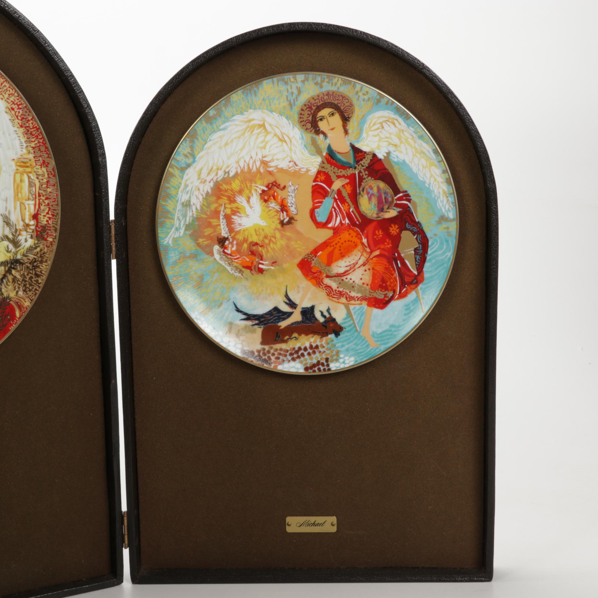 Anna Perenna "The Byzantine Triptych" Collector Plates on Folding Display Stand
