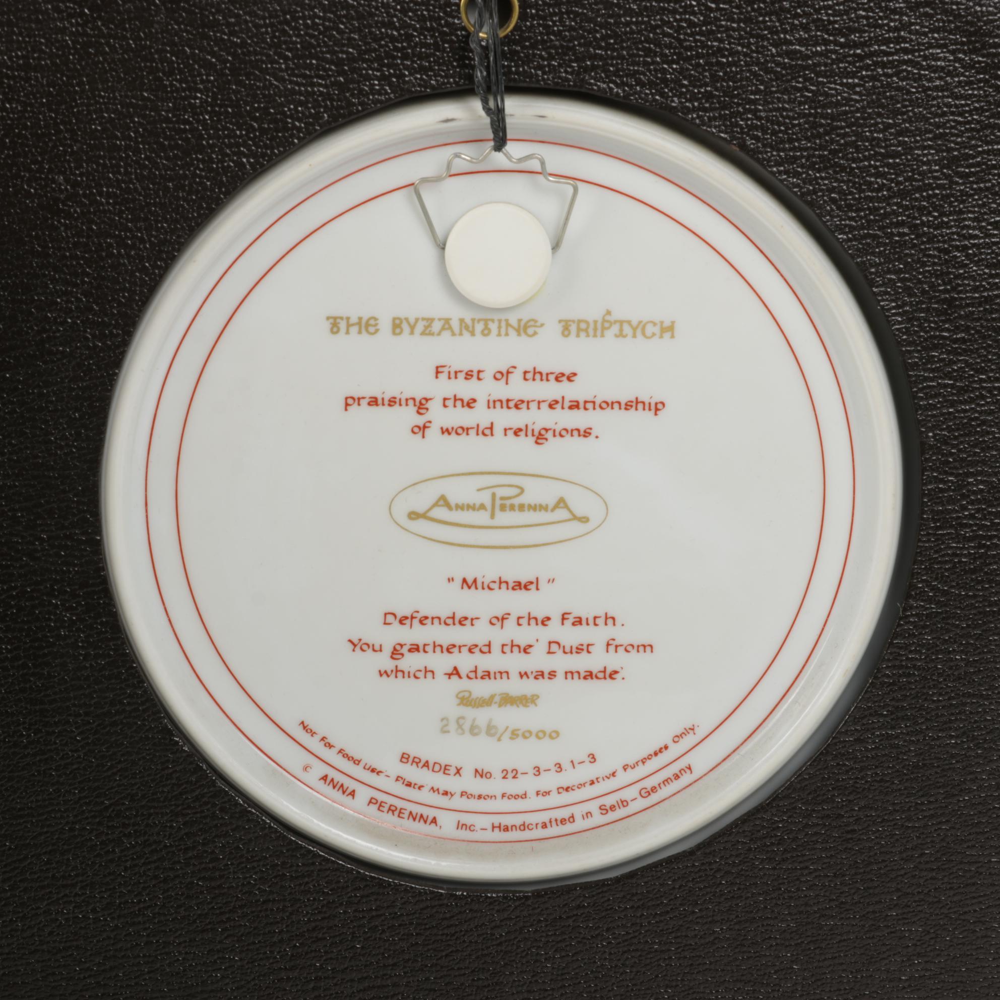 Anna Perenna "The Byzantine Triptych" Collector Plates on Folding Display Stand