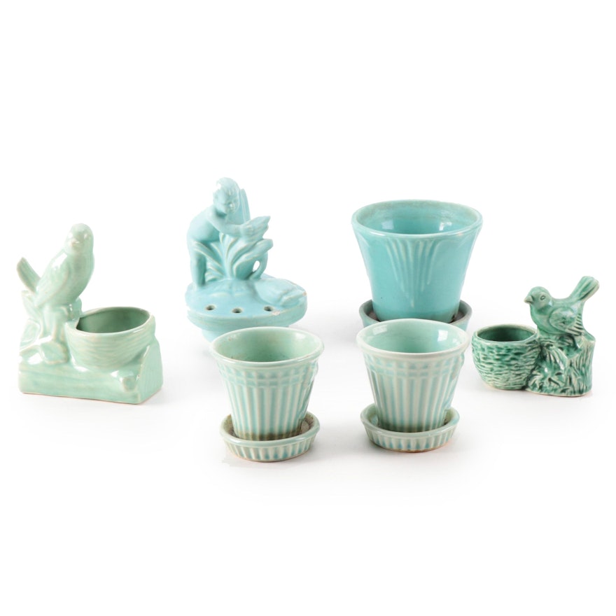 Shawnee Pottery Ribbed Bow Flower Pots and Other Figural Frogs and Planters