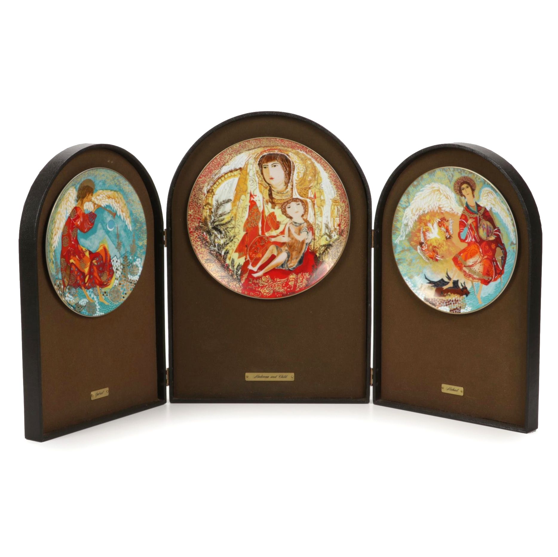 Anna Perenna "The Byzantine Triptych" Collector Plates on Folding Display Stand