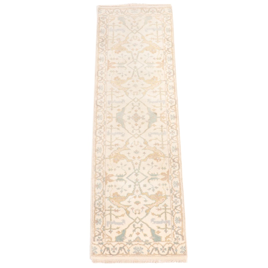2'5 x 8'2 Hand-Knotted Indo-Turkish Oushak Carpet Runner