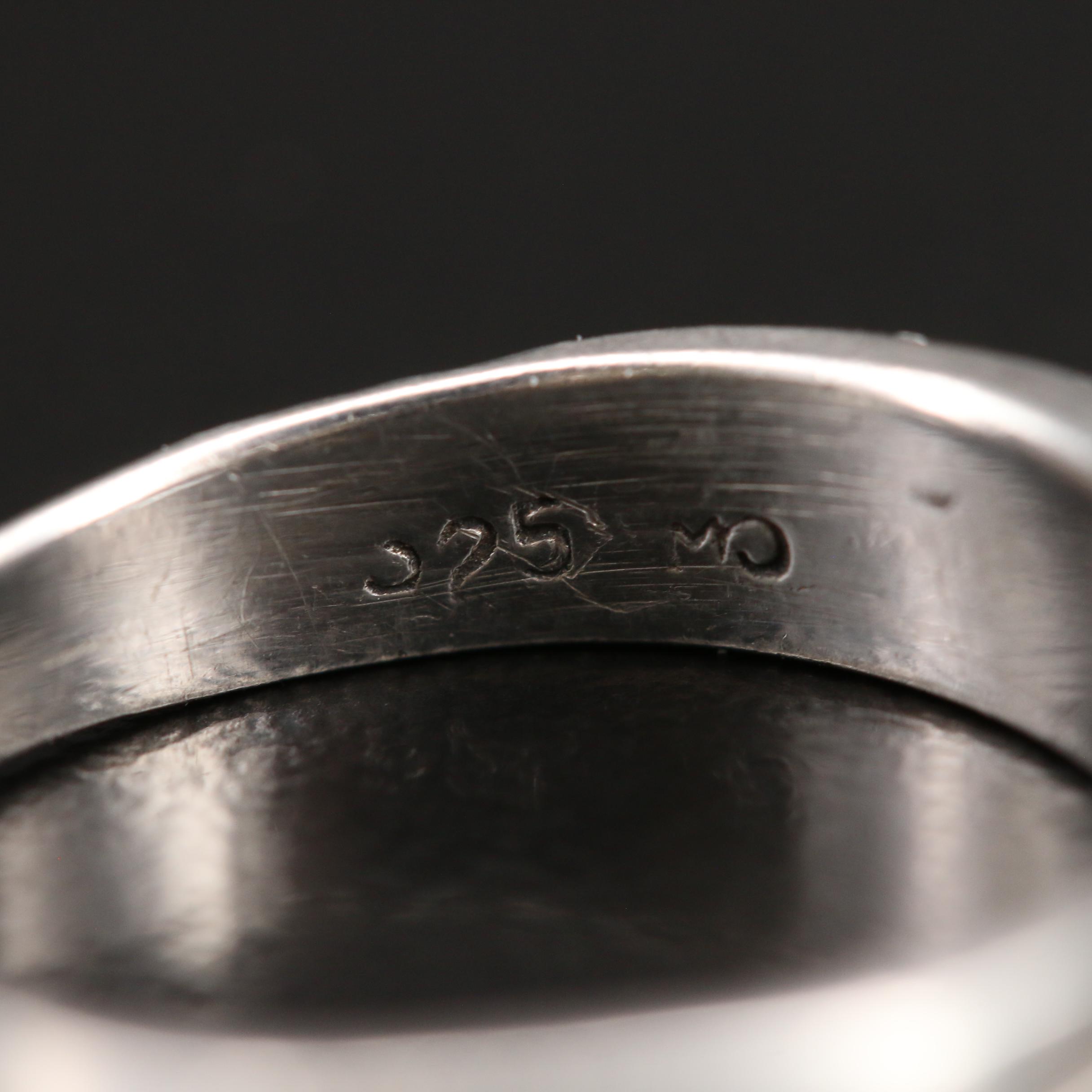 Sterling Rings Including Abalone, Rhodochrosite and Malachite