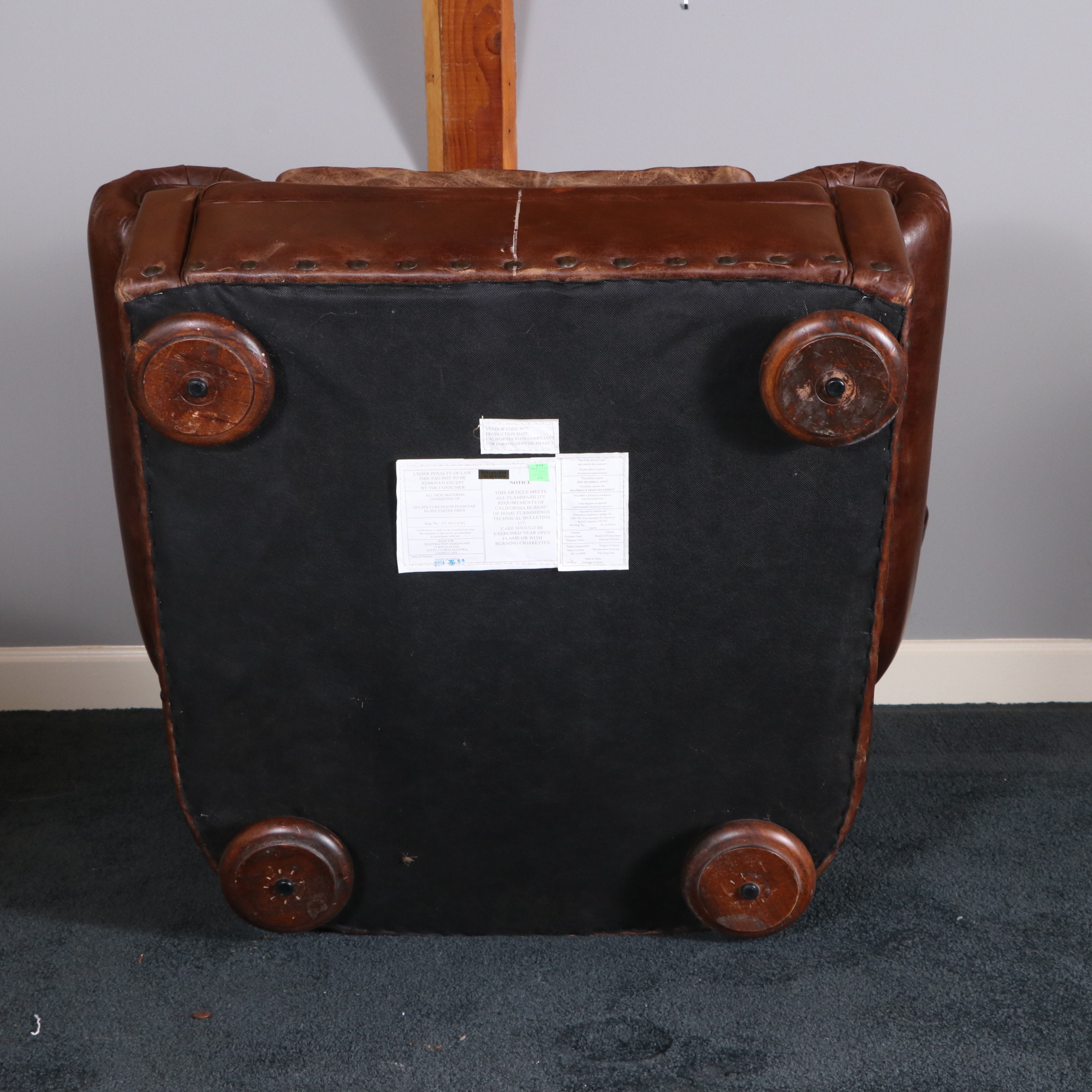 Restoration Hardware "Churchill" Button-Tufted Leather Club Chair