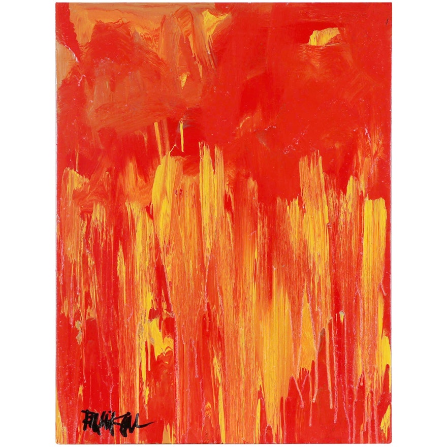 Robbie Kemper Abstract Acrylic Painting "Red Yellow to Orange," Circa 2021