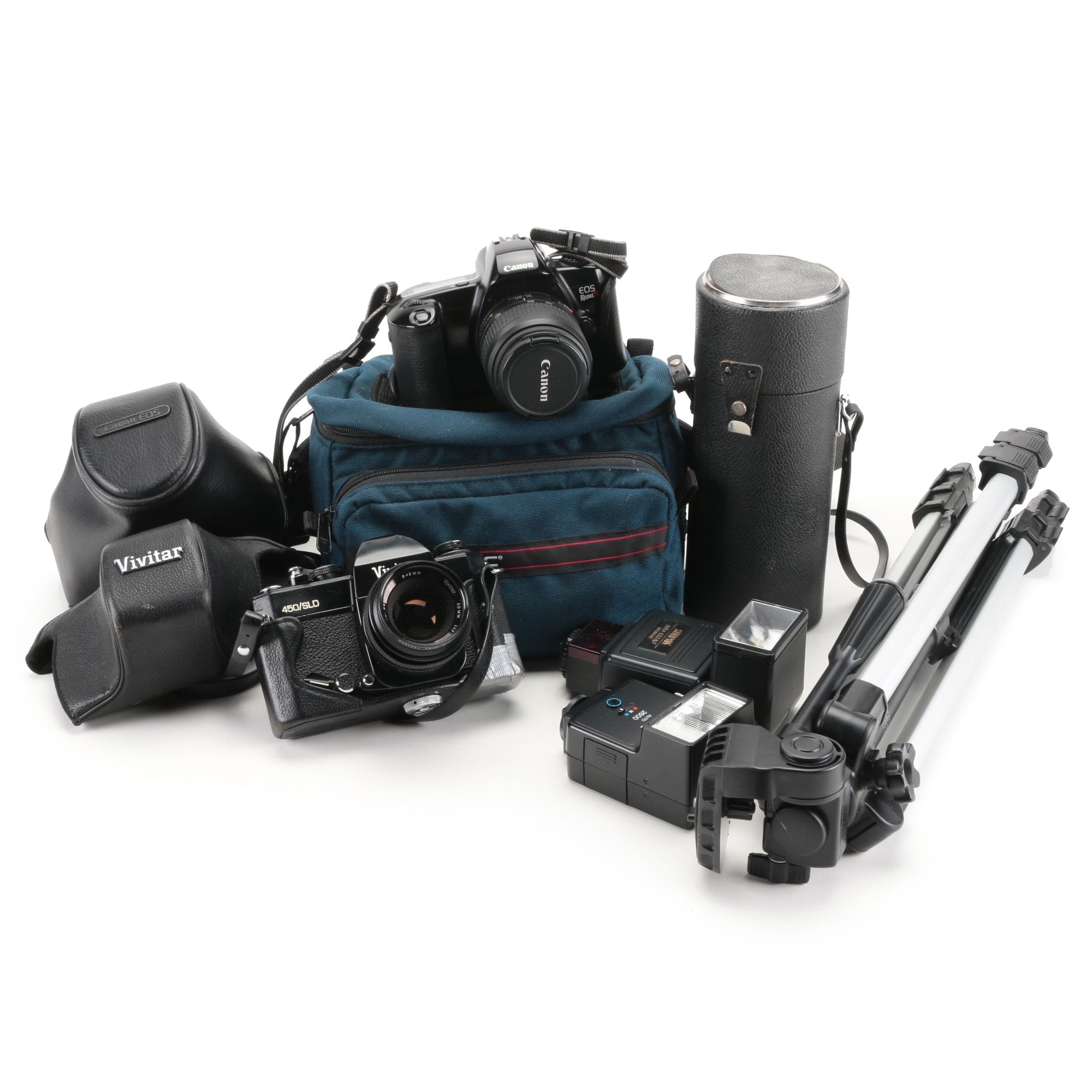 Canon EOS RebelX, Vivitar 450/SLD Cameras, Telephoto Lens, Accessories
