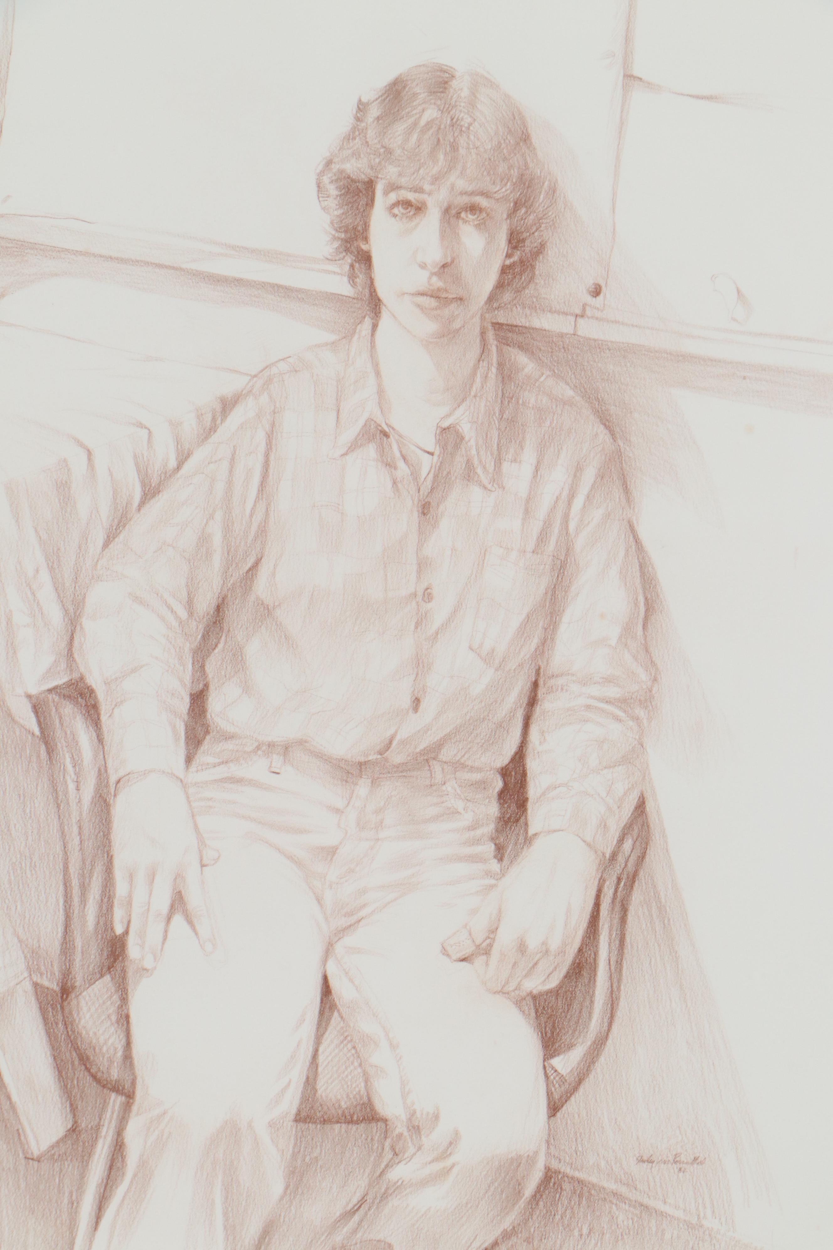 Stanley Louis Rosenthal Pencil Drawing "Portrait of a Boy," 1982