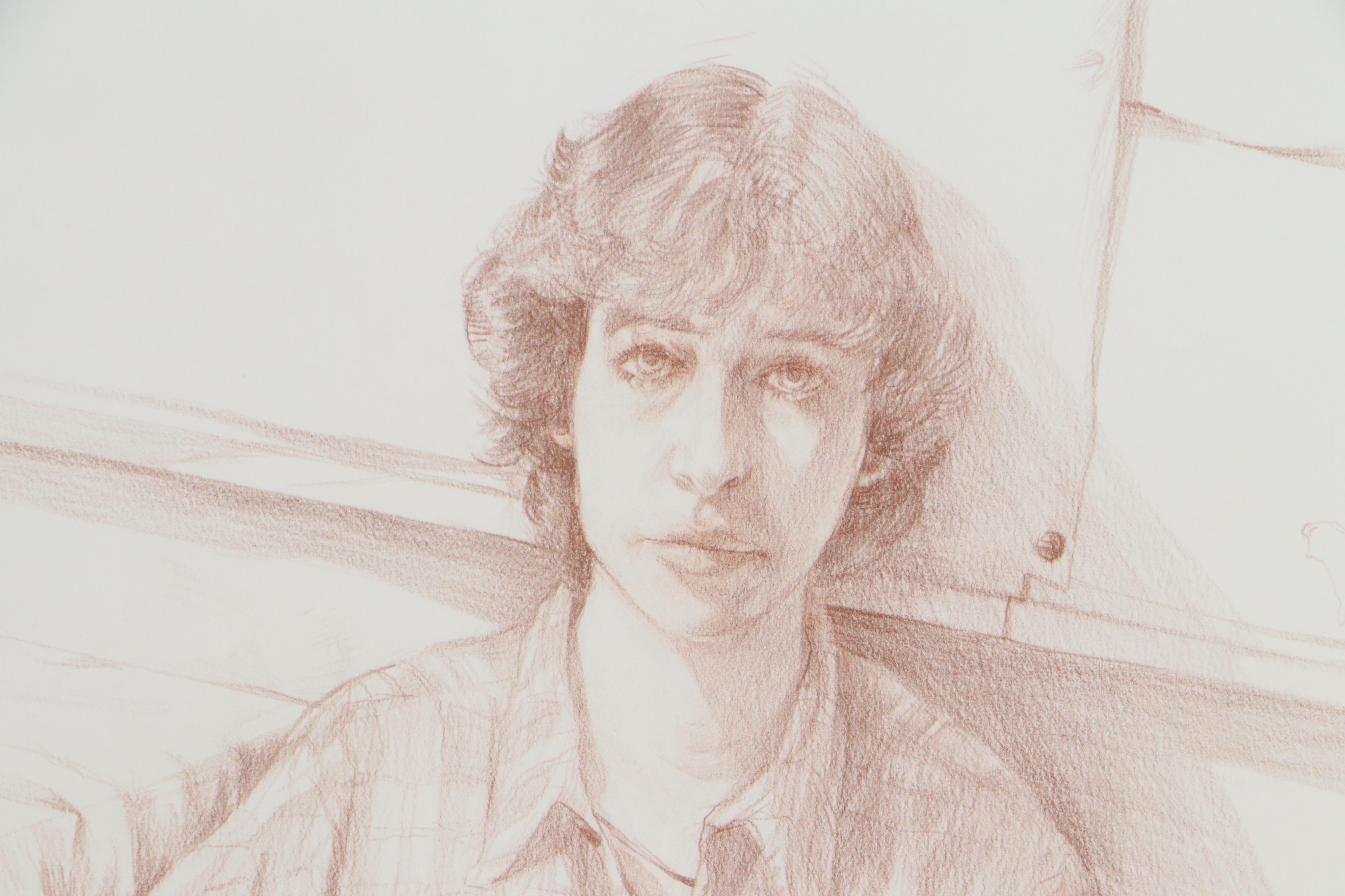 Stanley Louis Rosenthal Pencil Drawing "Portrait of a Boy," 1982