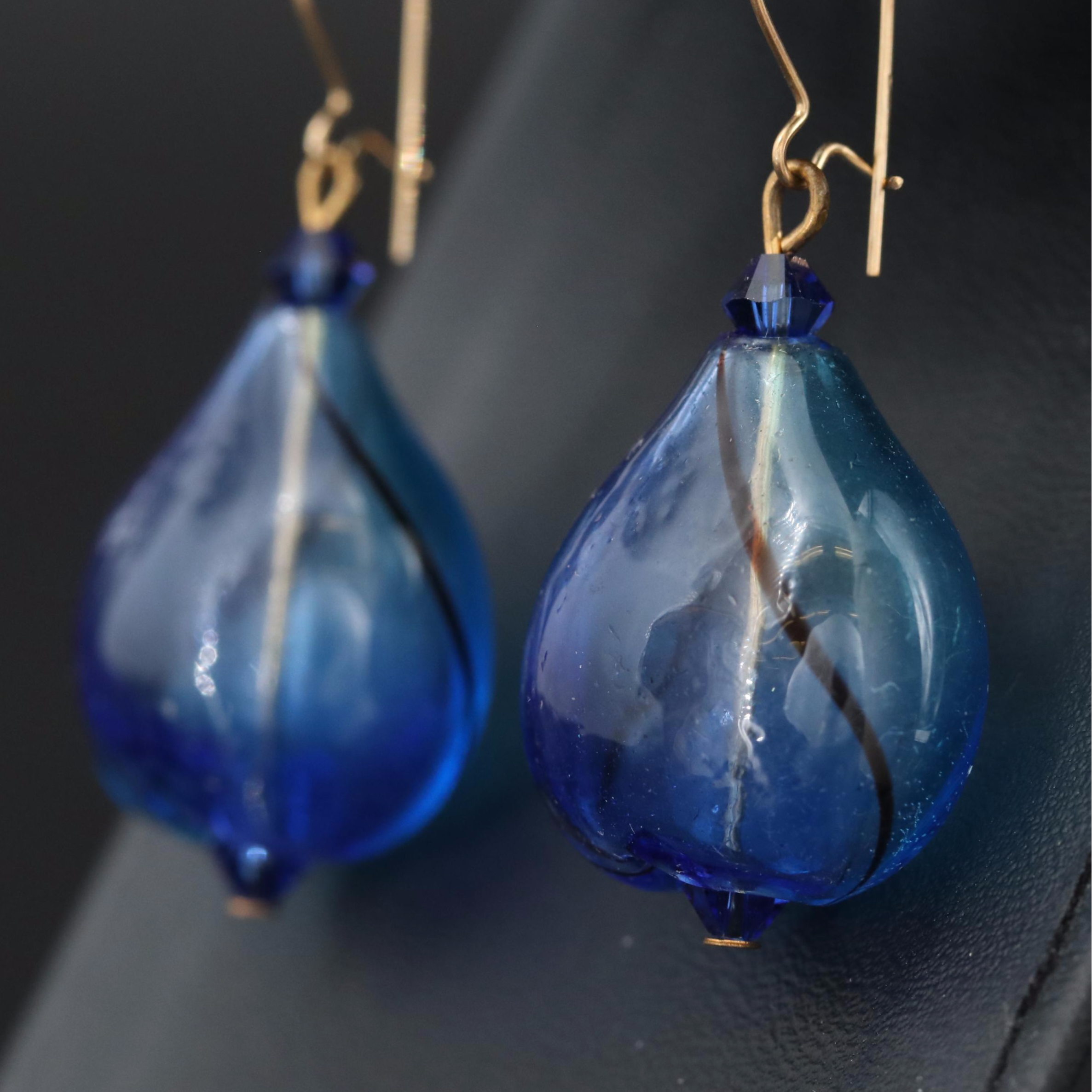 Sterling Drop Earring Collection with Lace Agate and Bubble Glass Earrings