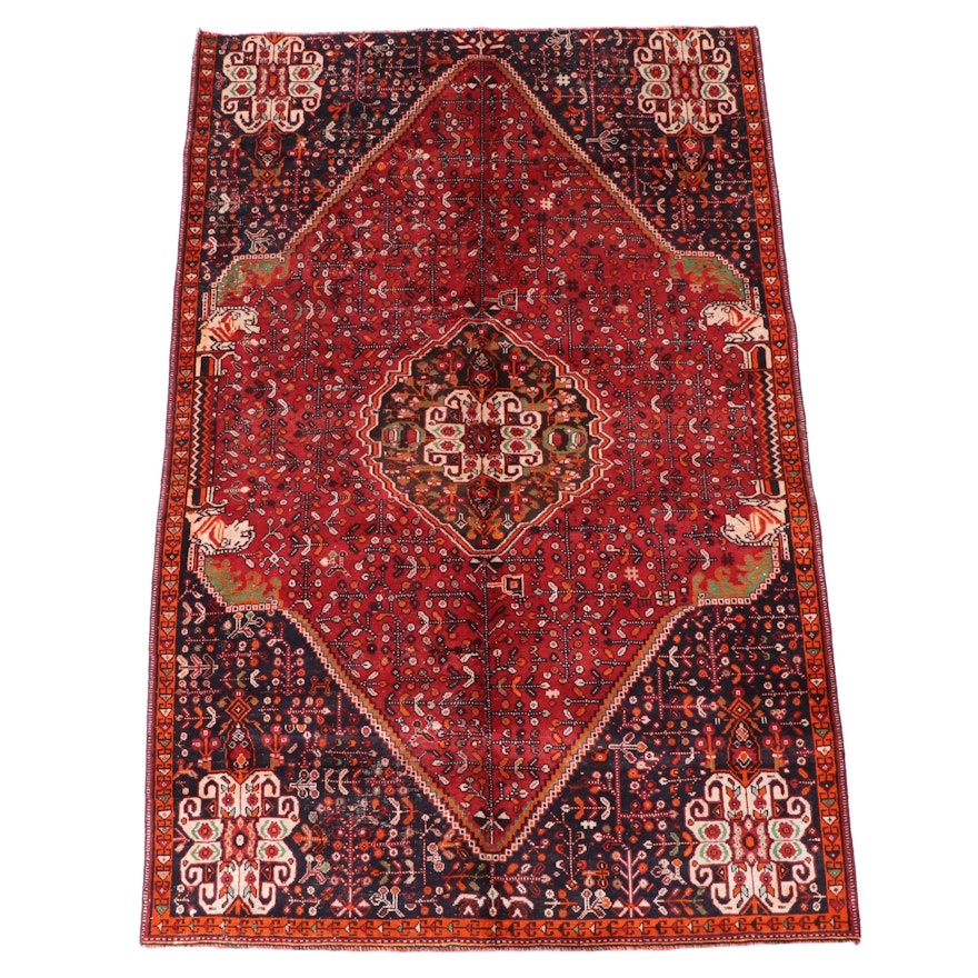 5'10 x 8'10 Hand-Knotted Persian Qashqai Area Rug