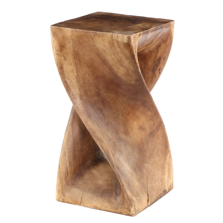 Natural Wood Twist Accent Table