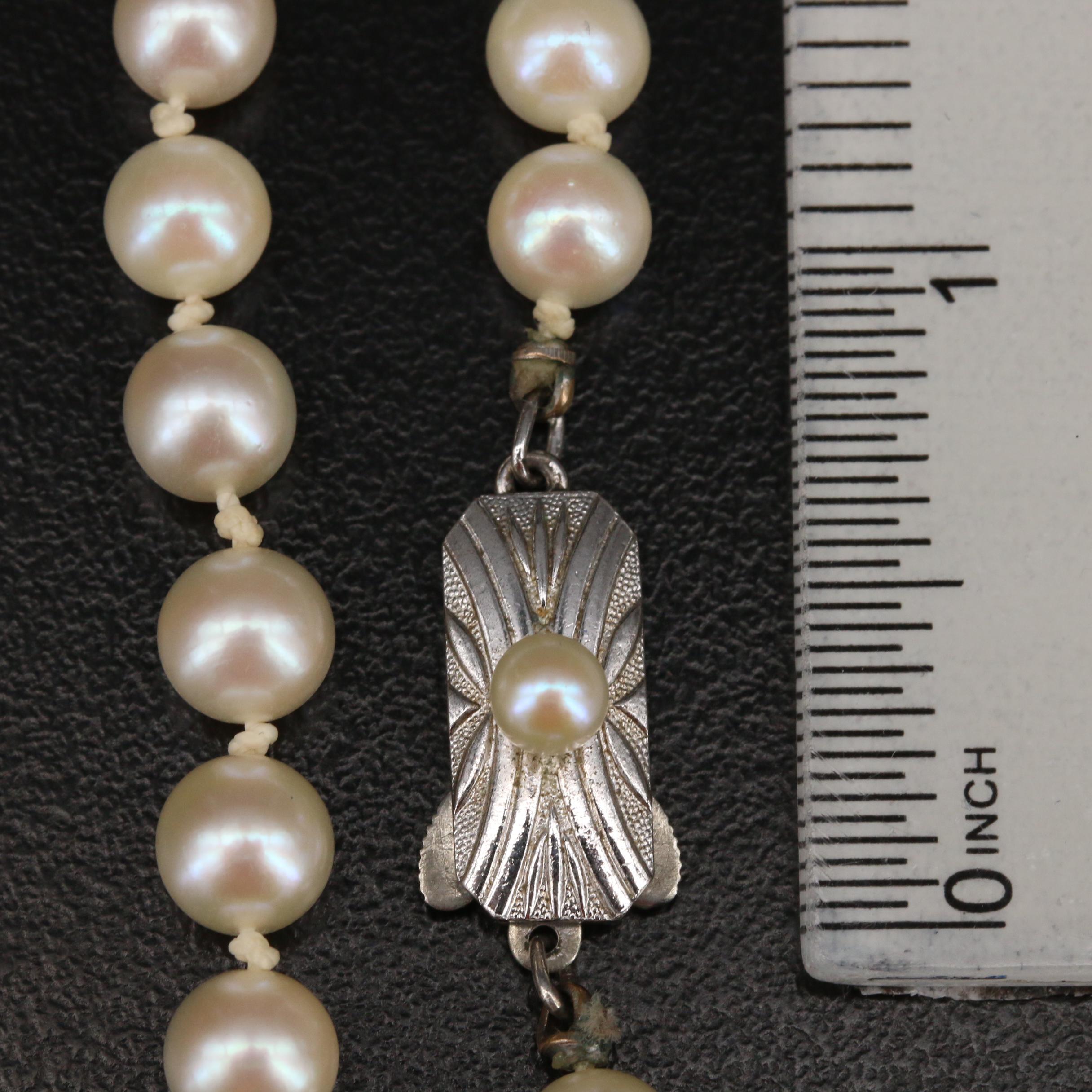 Vintage Mikimoto Pearl Necklace with Sterling Clasp