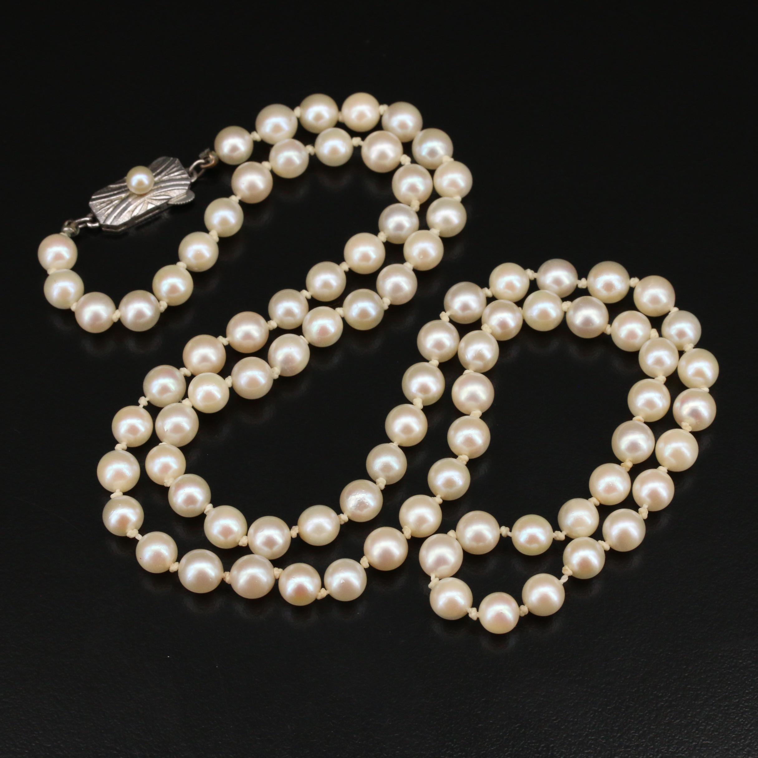 Vintage Mikimoto Pearl Necklace with Sterling Clasp