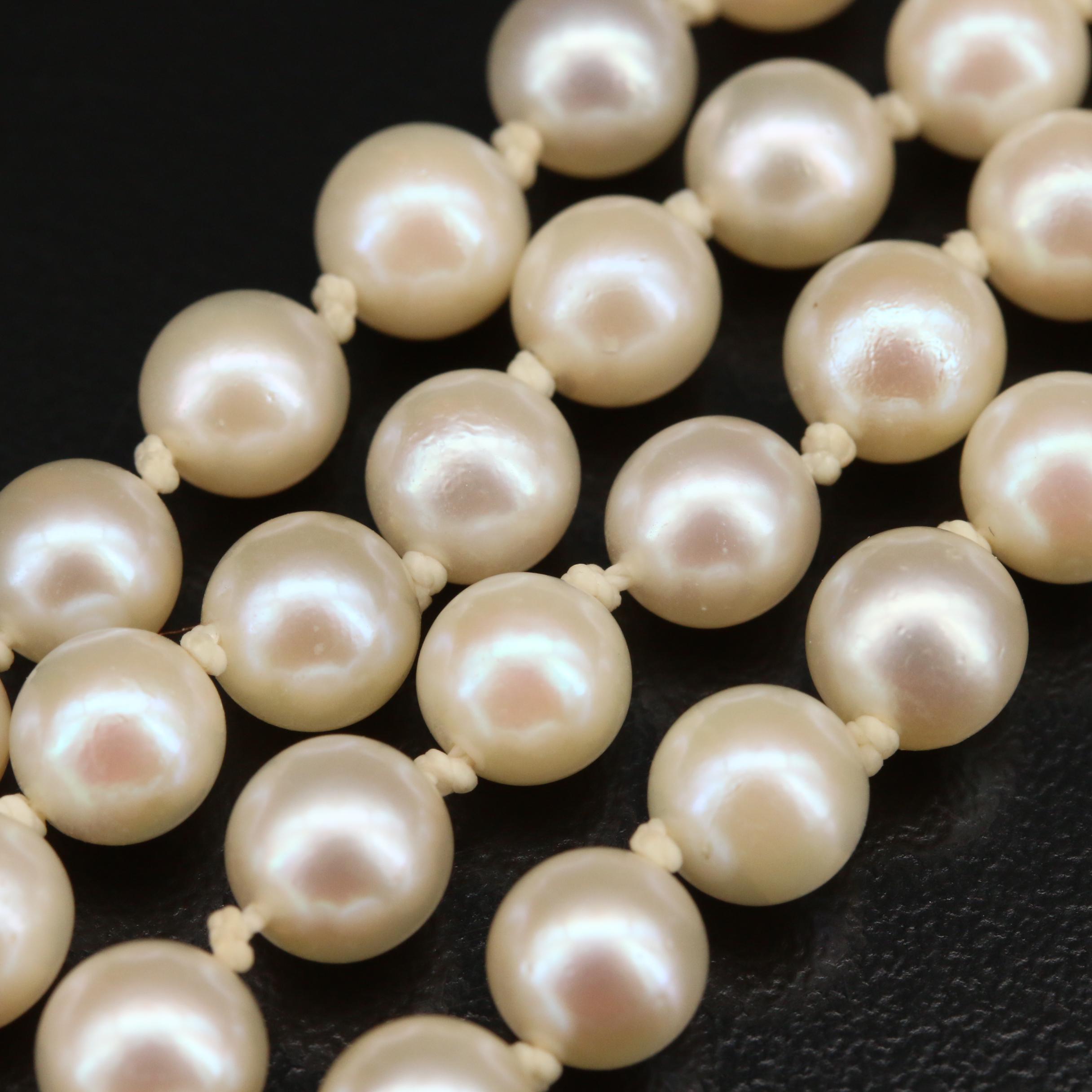 Vintage Mikimoto Pearl Necklace with Sterling Clasp