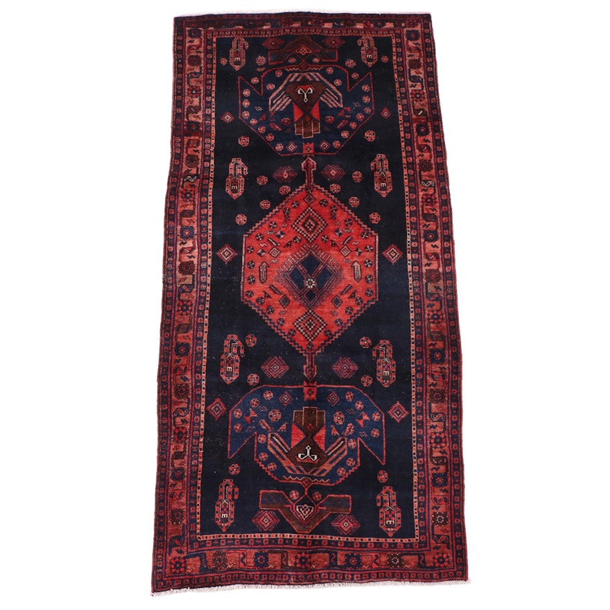 4'3 x 9'1 Hand-Knotted Persian Kurdish Area Rug