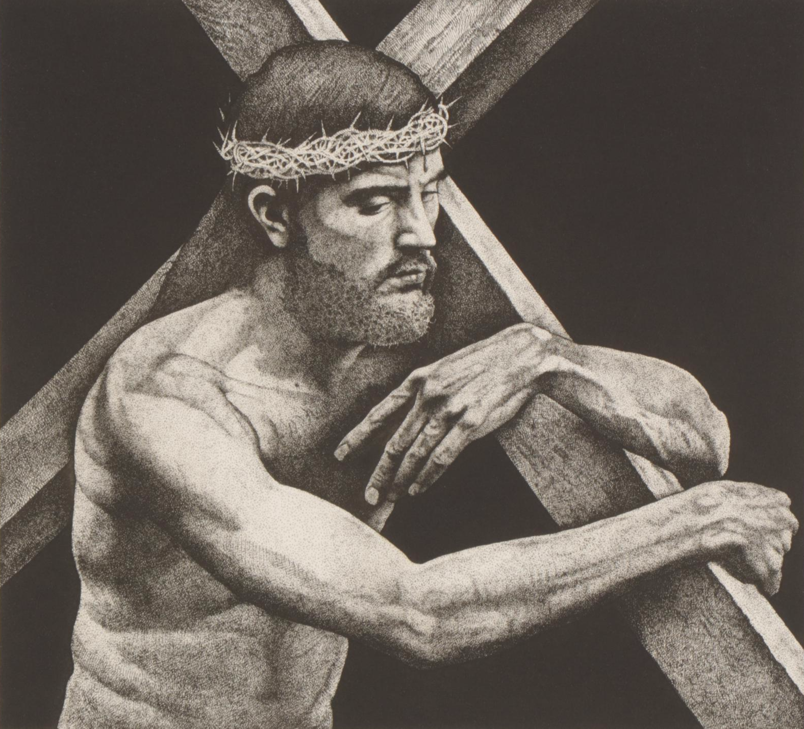 Marvin Hayes Etching "No Greater Love," 1976