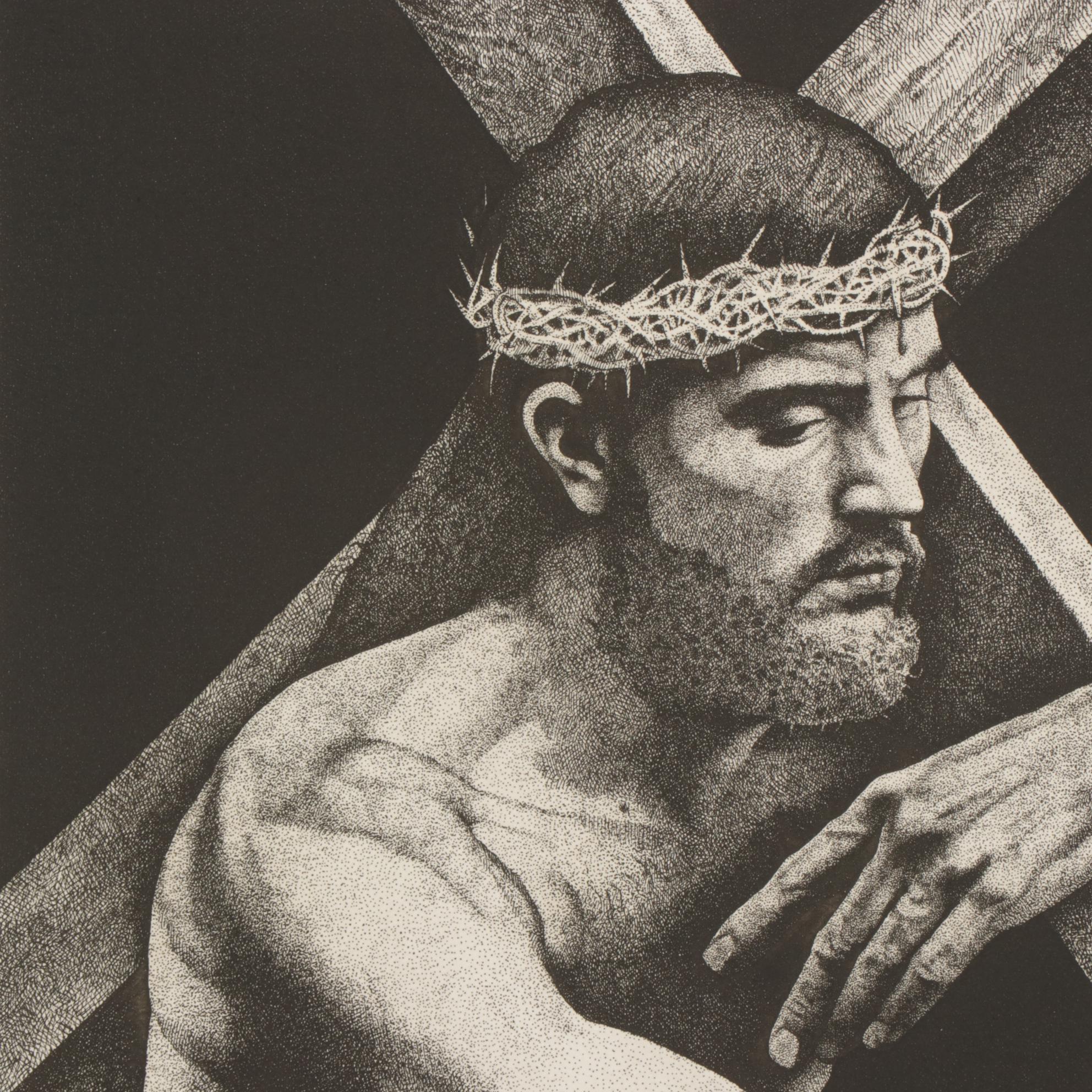 Marvin Hayes Etching "No Greater Love," 1976