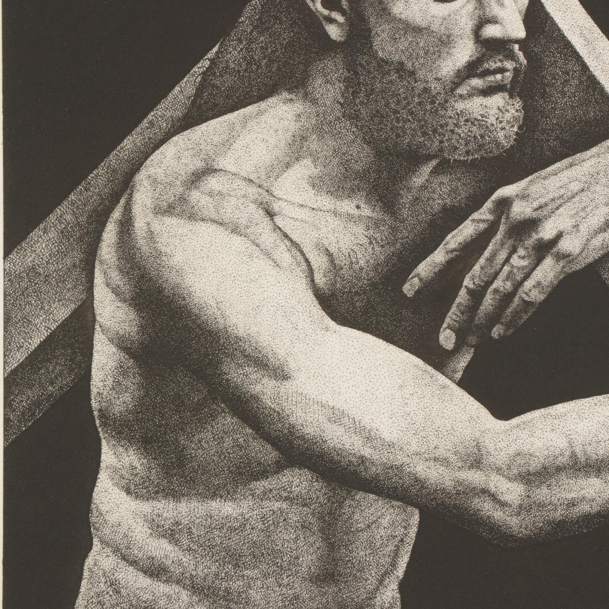 Marvin Hayes Etching "No Greater Love," 1976