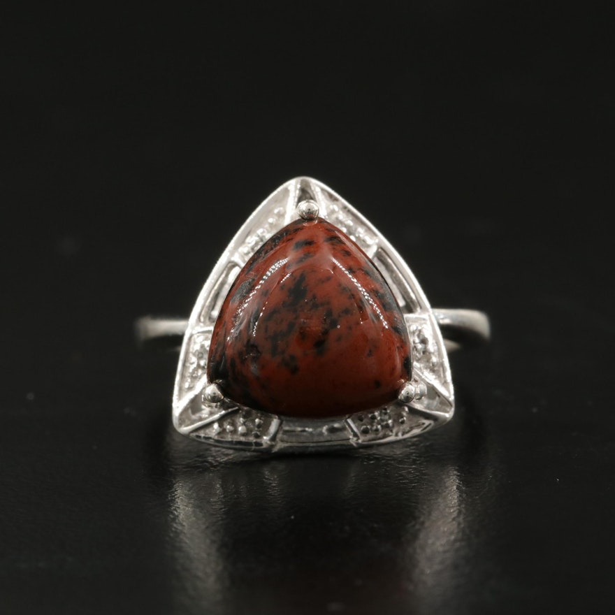 Sterling Silver Mahogany Obsidian with Topaz Ring