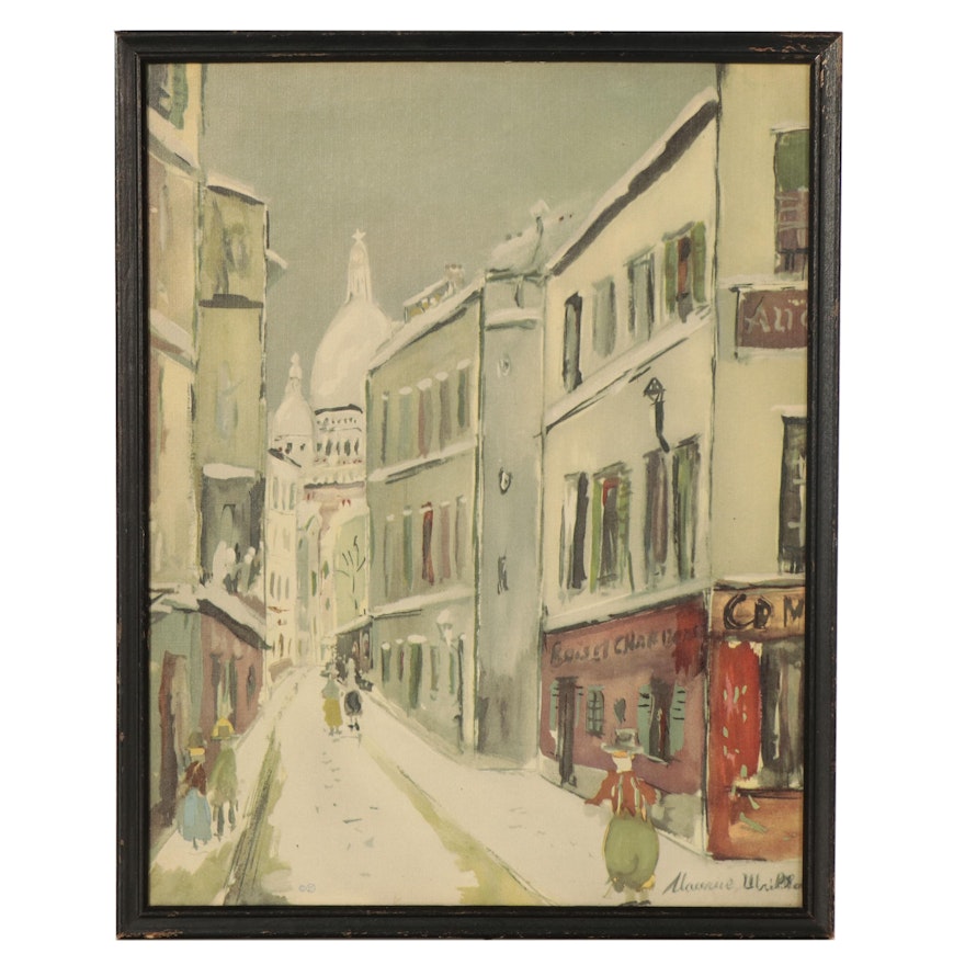 Offset Lithograph After Maurice Utrillo "Rue Saint-Rustique à Montmartre"