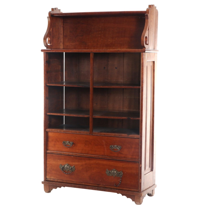 Late Victorian Cherry Two-Drawer Bookcase