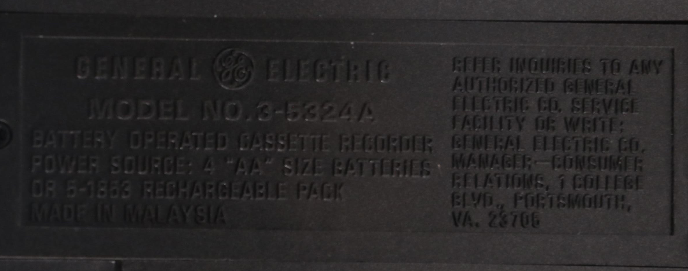 General Electric GE Fastrac Handheld Cassette Recorder, 1980s