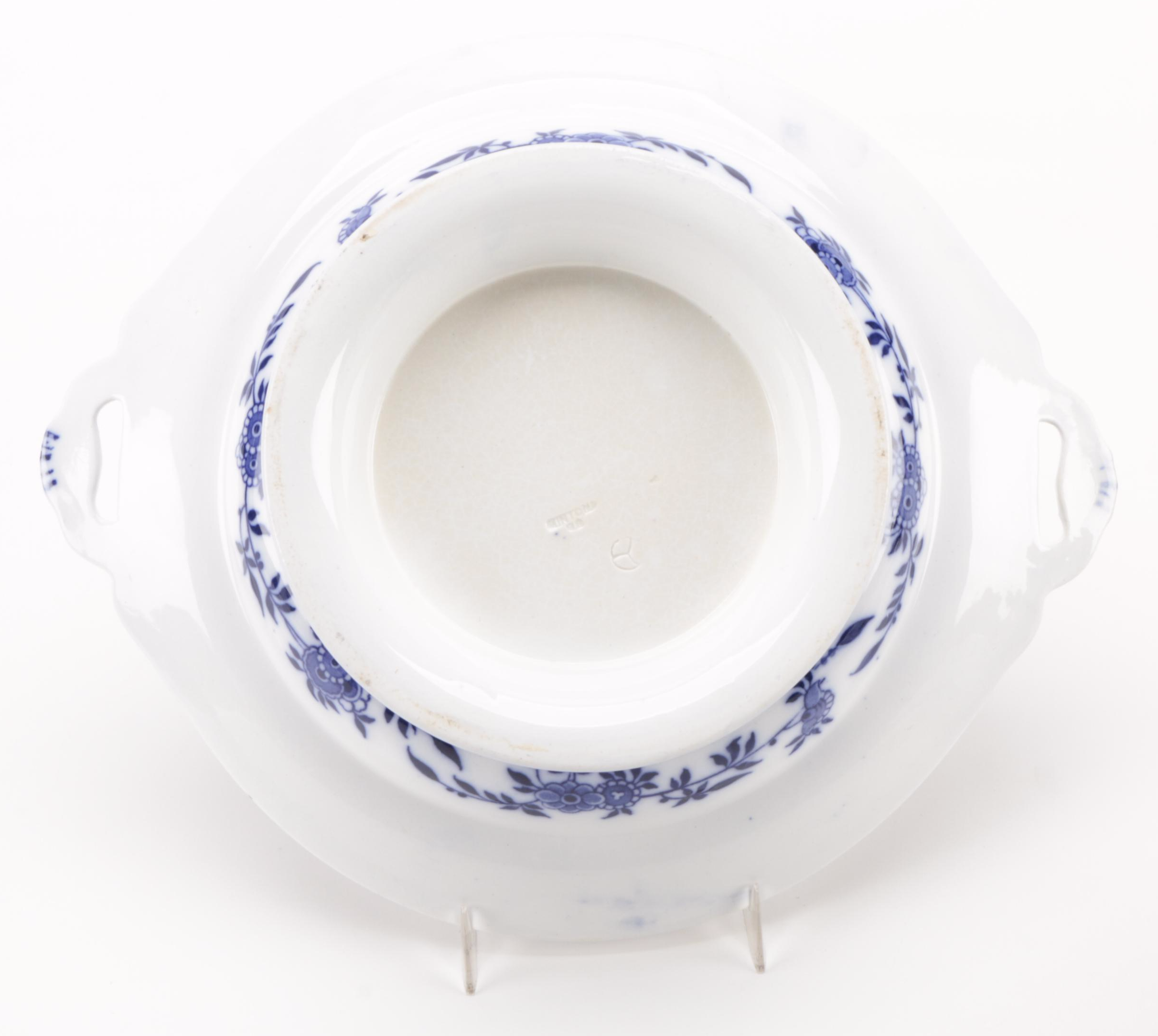 Minton "Blue Delft" Ironstone Handled Footed Serving Dishes, 1883