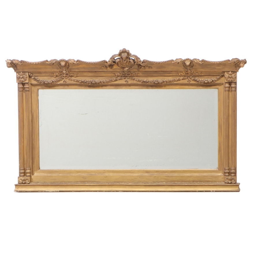 Neoclassical Style Giltwood and Composition Overmantel Mirror