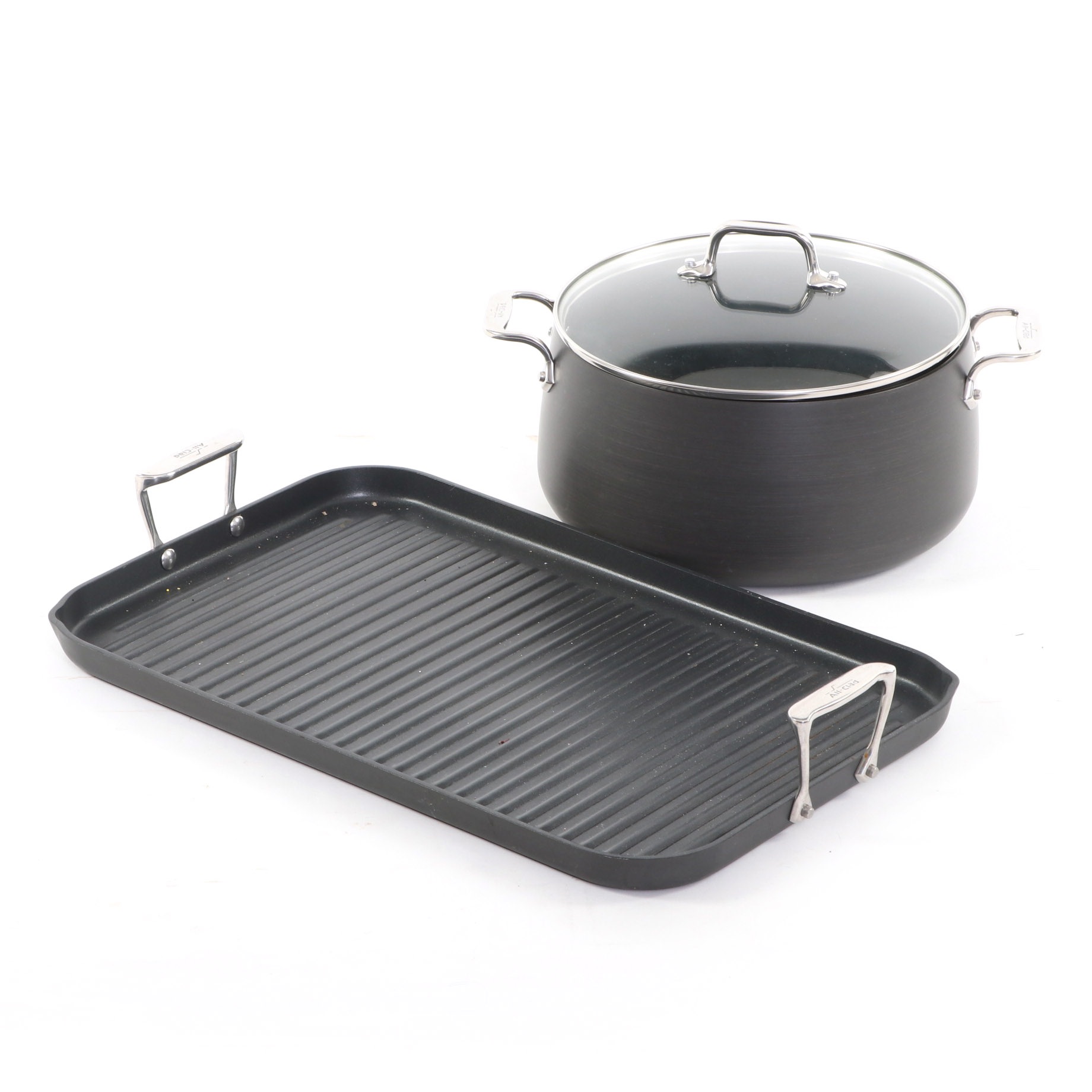 All-Clad NS1 Nonstick Double-Burner Grill and HA1 8-Quart Stock Pot