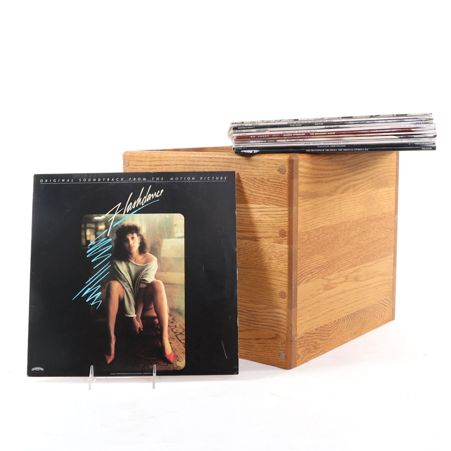 Oak Record Case with Janet Jackson, Tina Turner and More Vinyl Records