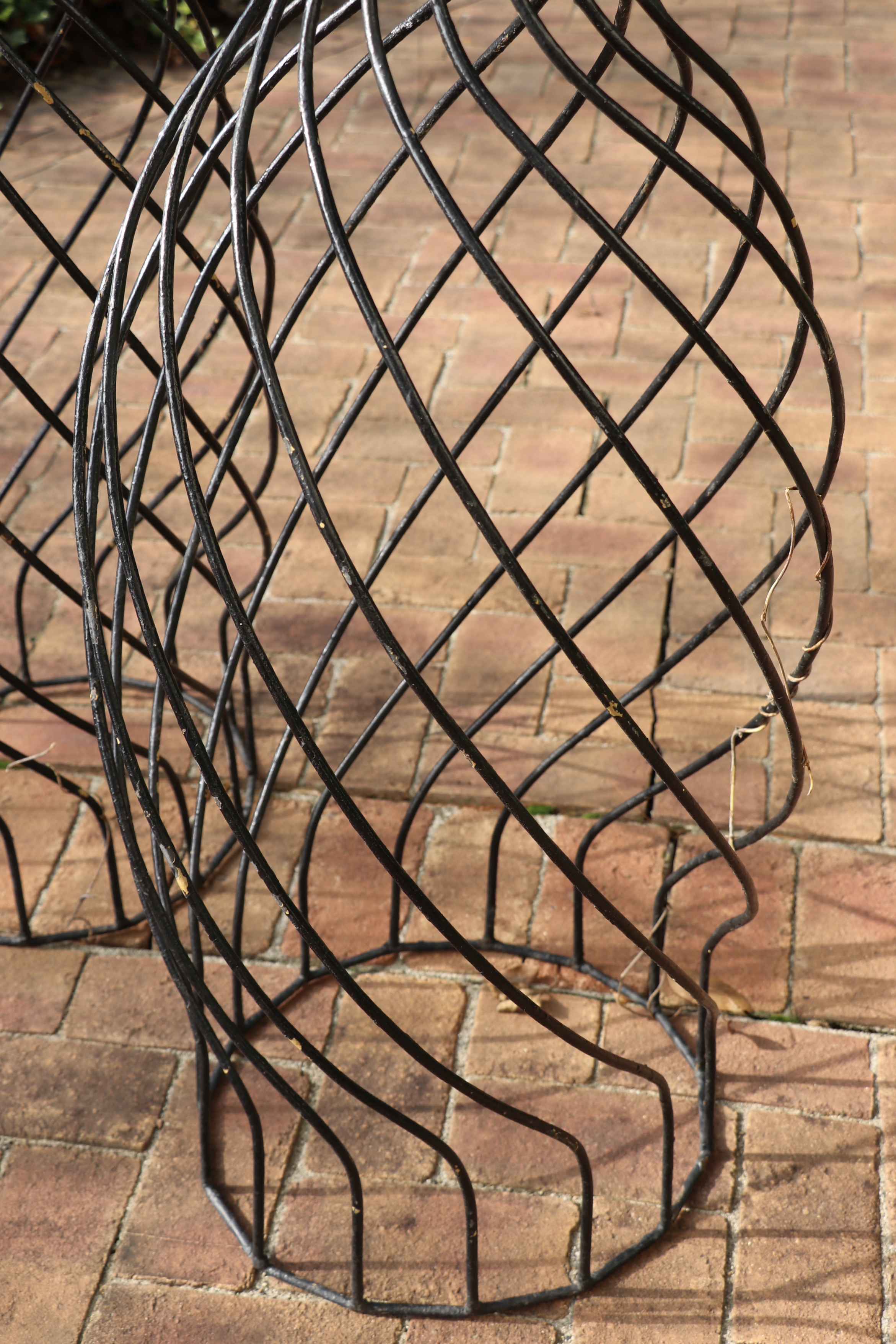 Iron Topiary Frames and Oblong Planter with a Robin's Egg Blue Liner