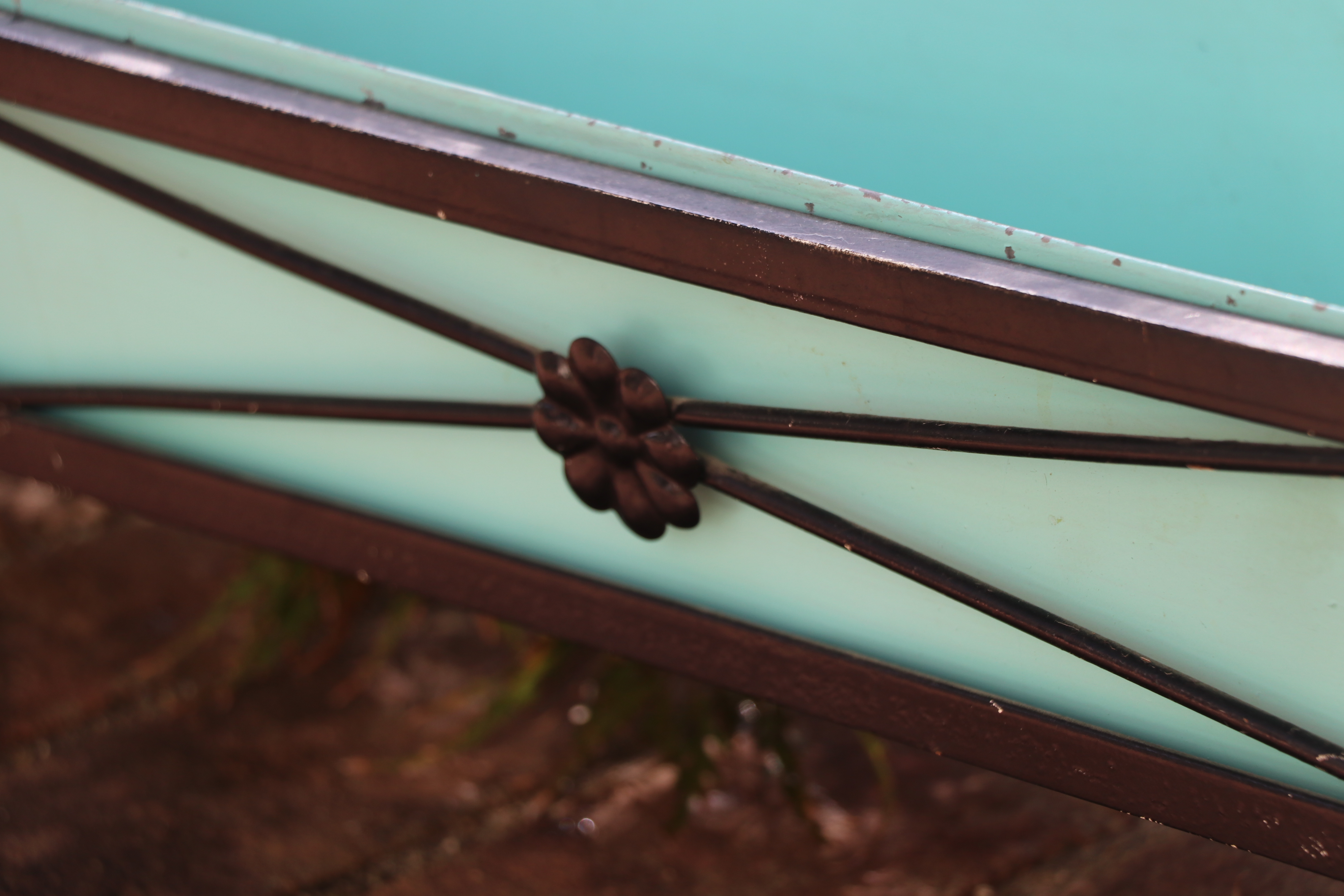 Iron Topiary Frames and Oblong Planter with a Robin's Egg Blue Liner