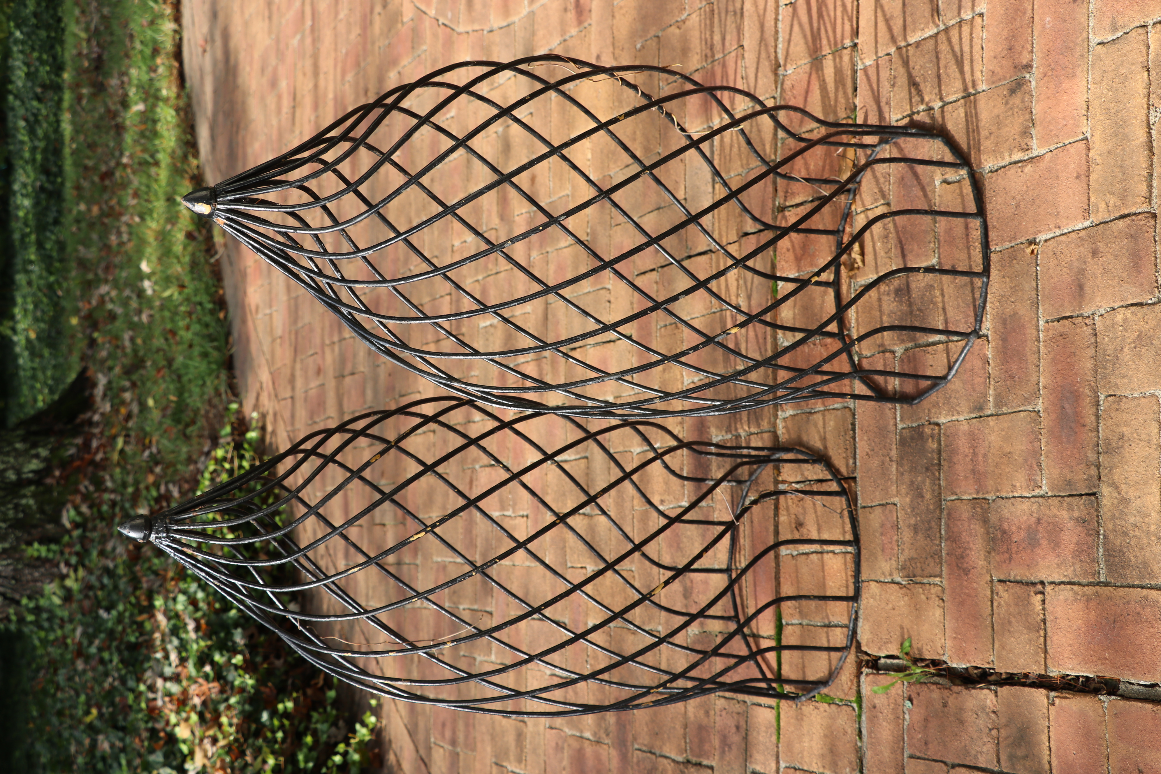 Iron Topiary Frames and Oblong Planter with a Robin's Egg Blue Liner