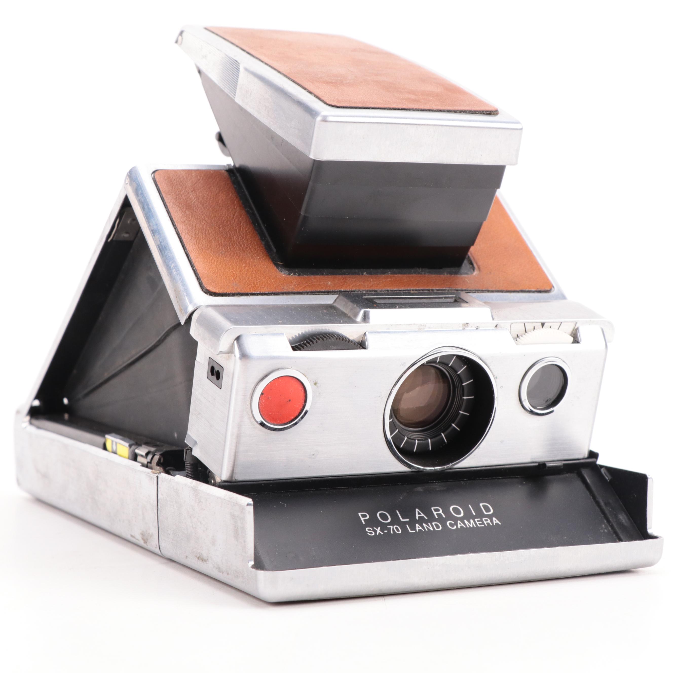 Polaroid SX-70 Land Cameras with Leather Case, Late 20th Century