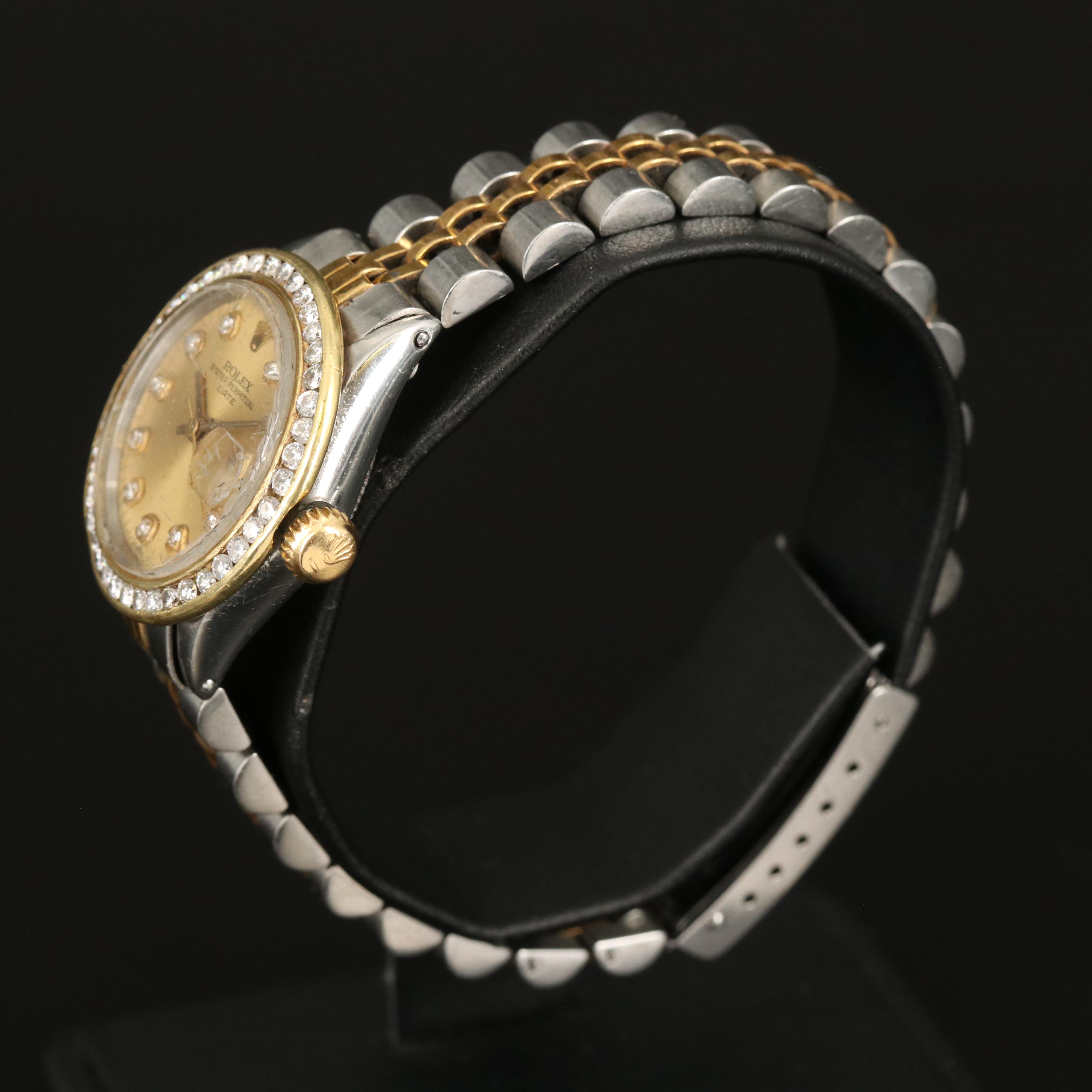 Rolex Date Diamond Bezel and Dial 18K and Stainless Steel Watch