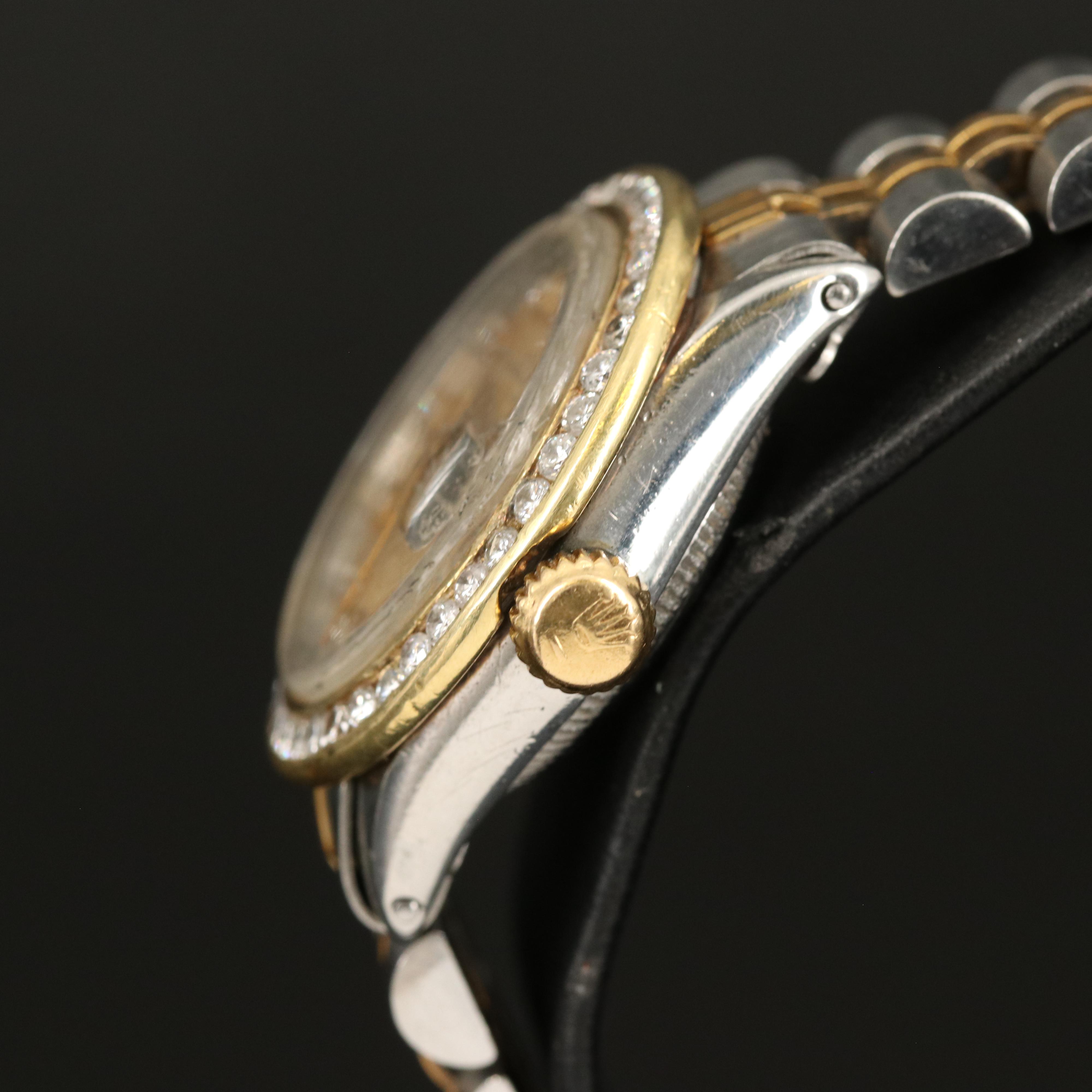 Rolex Date Diamond Bezel and Dial 18K and Stainless Steel Watch