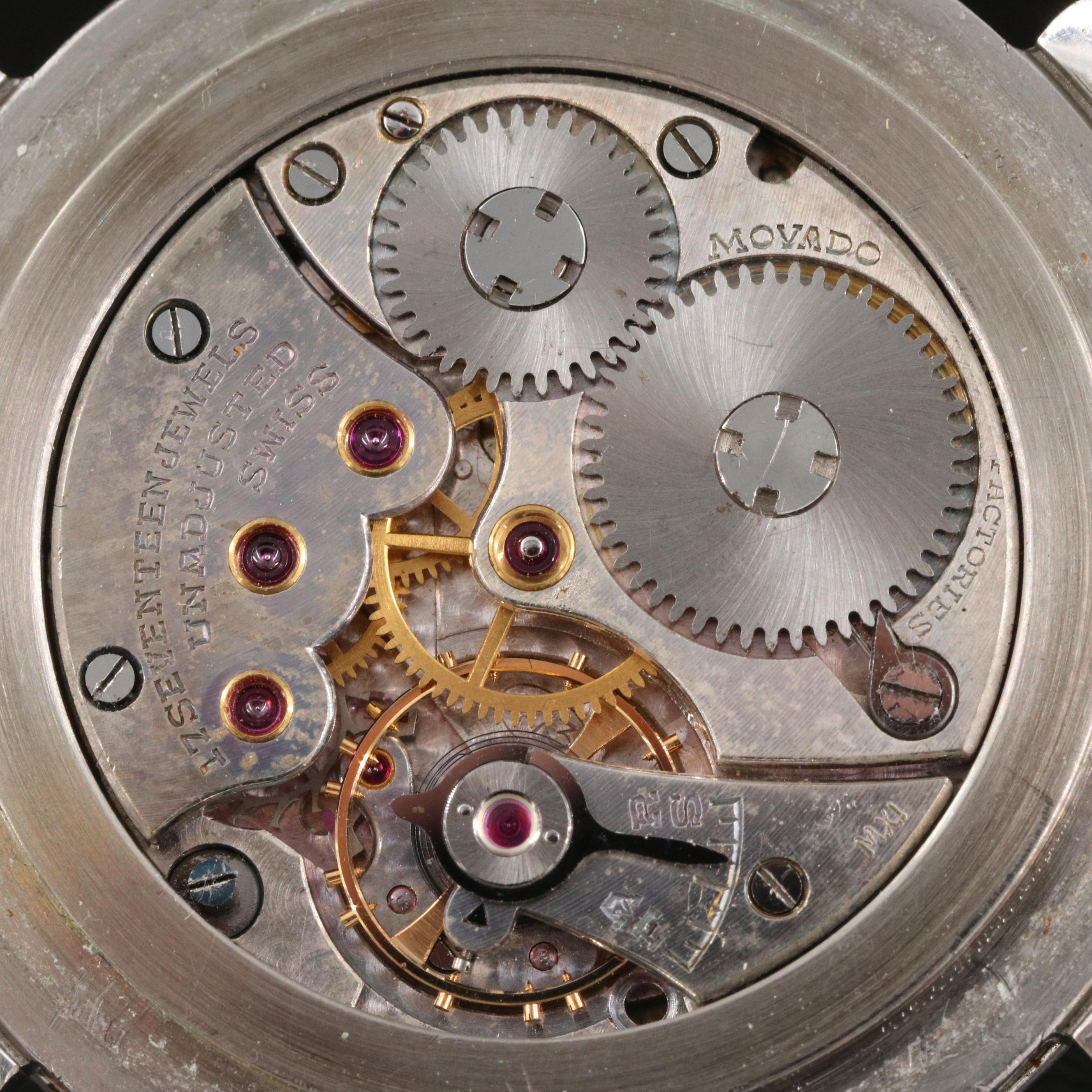 Vintage Movado Celestograf Stainless Steel Stem Wind Watch