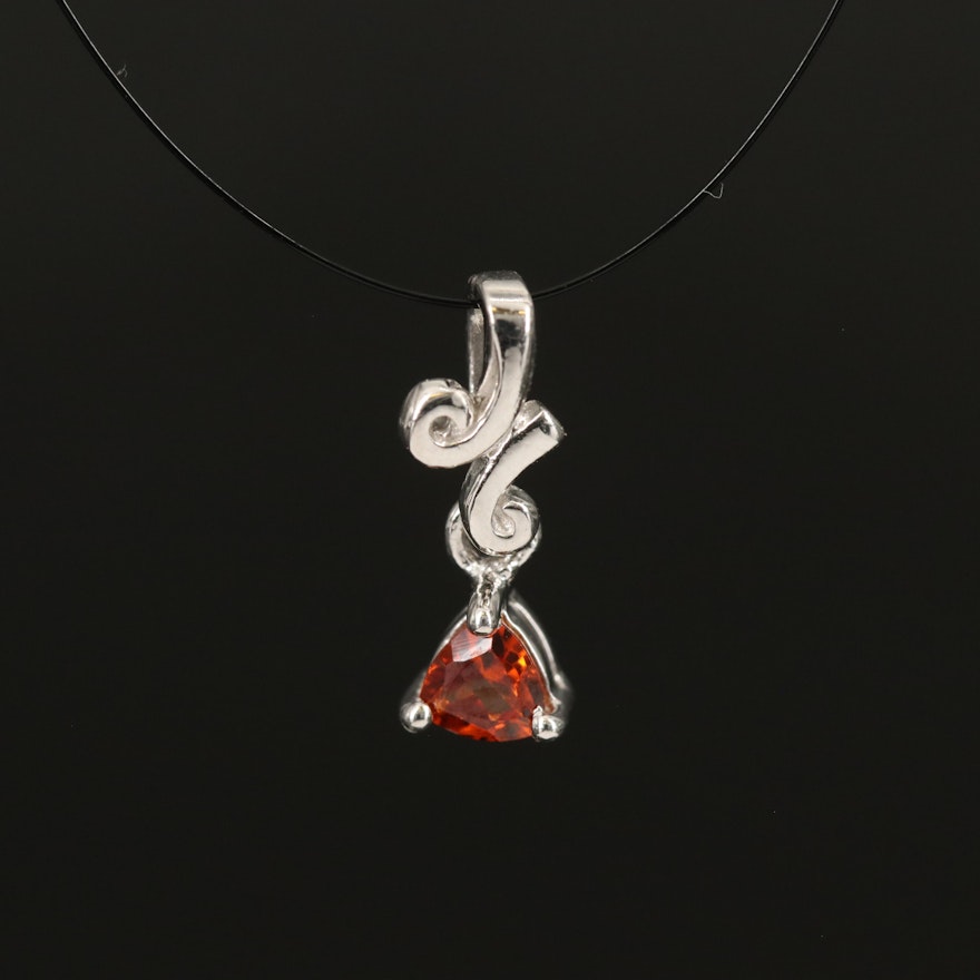 Sterling Hessonite Garnet Solitaire Pendant