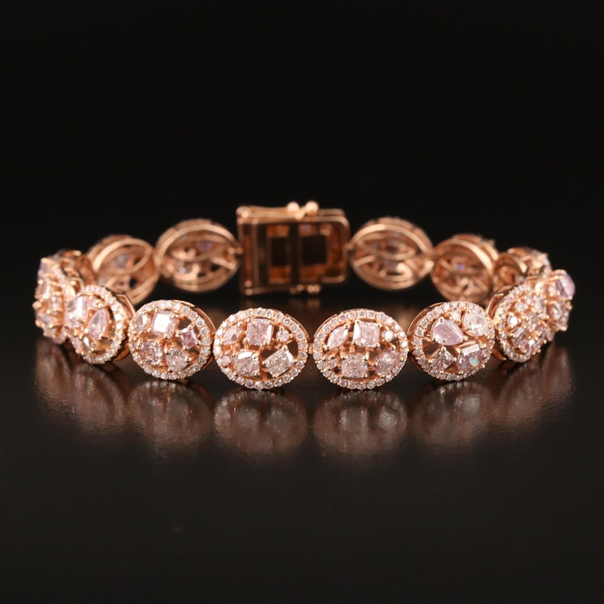 18K Rose Gold 10.57 CTW Diamond Bracelet with GIA Report