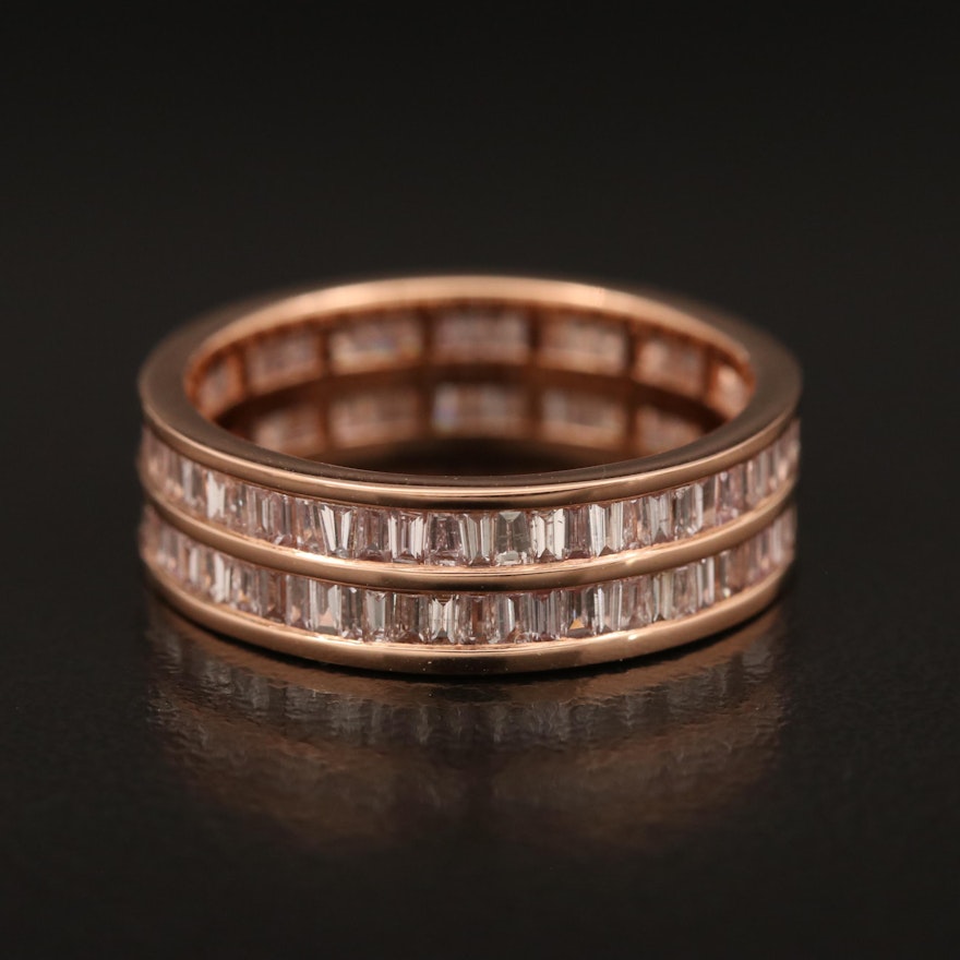 18K Rose Gold 1.50 CTW Diamond Double Row Eternity Band