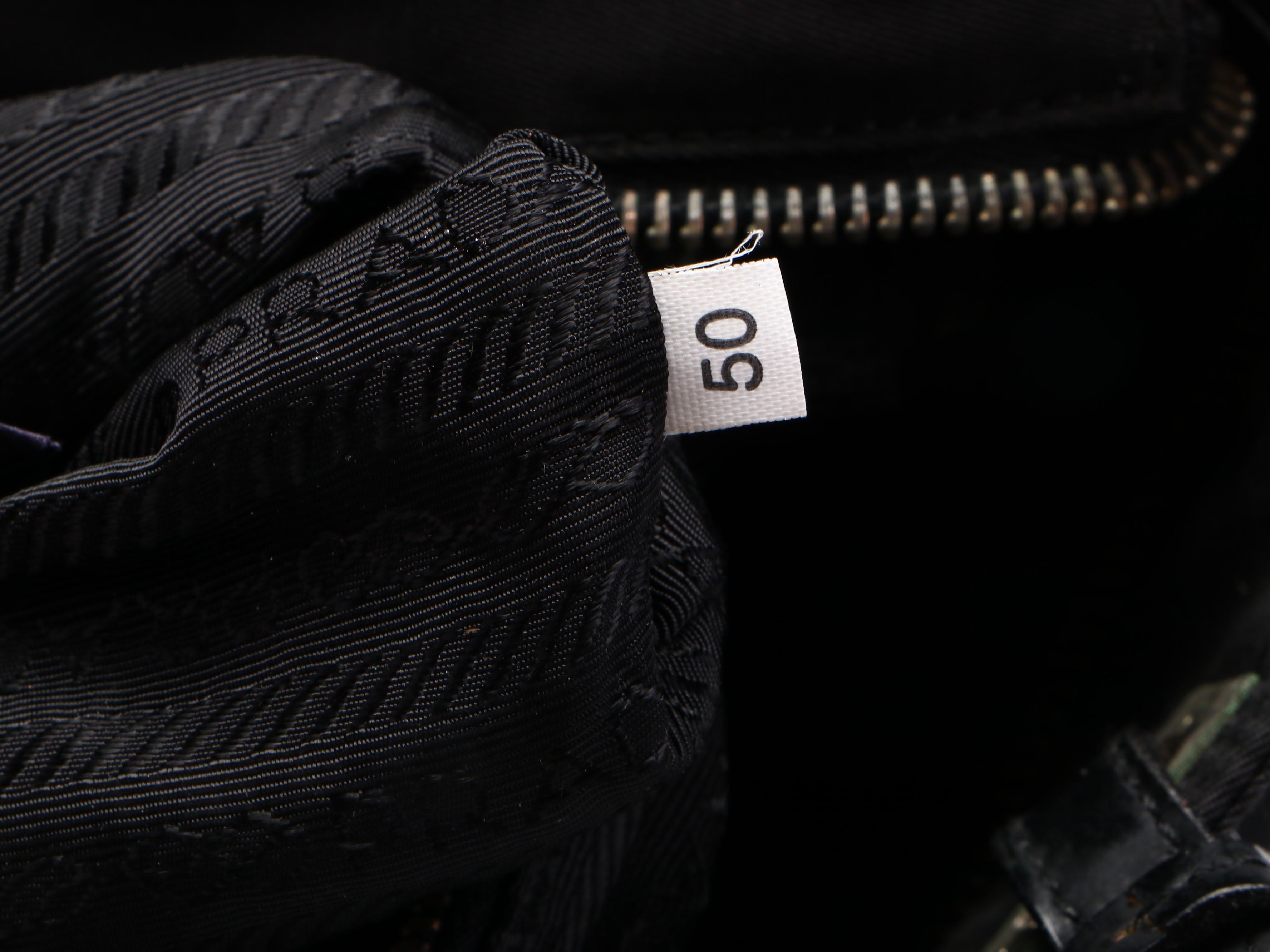 Prada Shoulder Tote in Black Nylon Tessuto and Smooth Black Leather