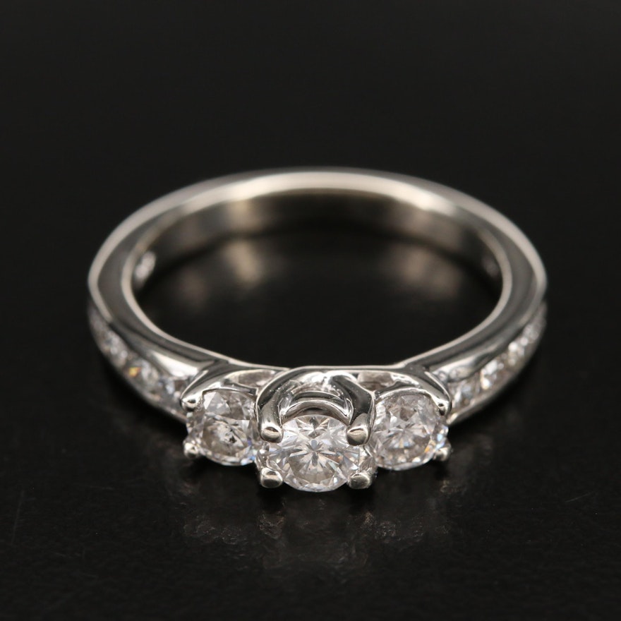 10K 0.81 CTW Diamond Three Stone Trellis Ring