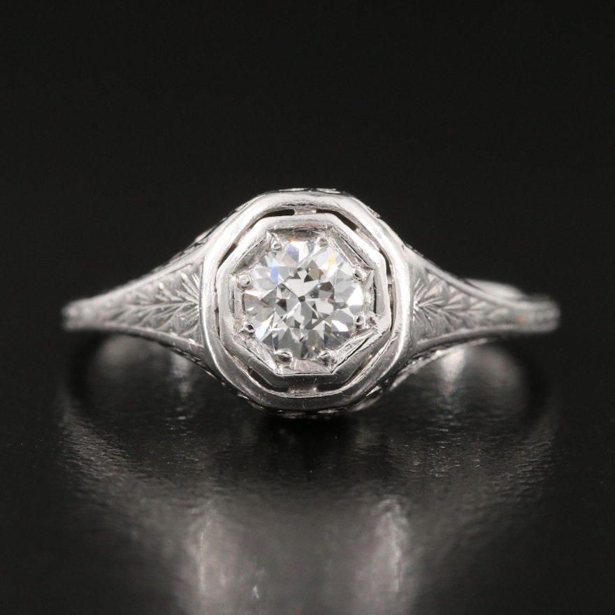 Edwardian Platinum 0.33 CTW Diamond Solitaire Ring