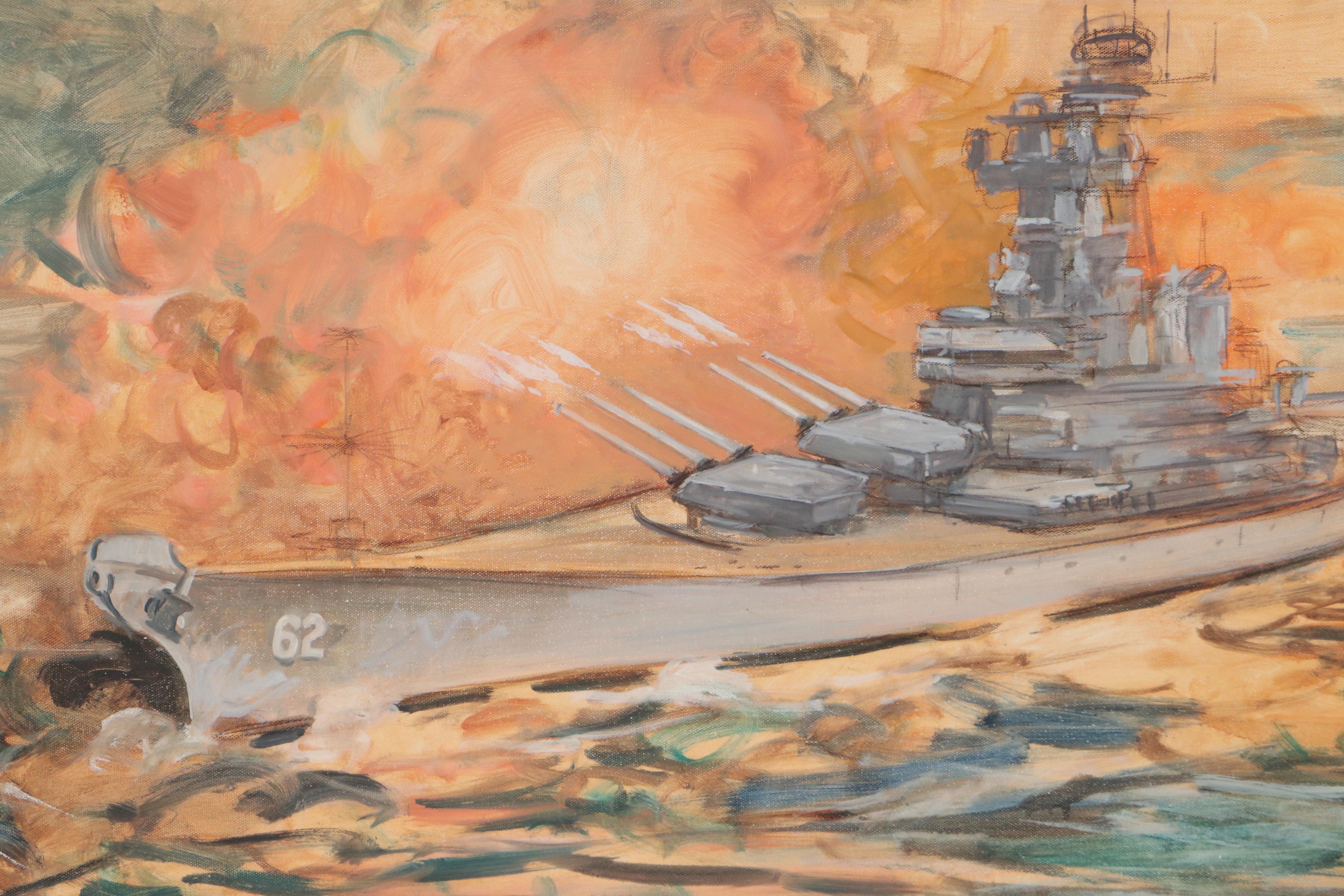 Kamil Kubik Oil Painting of USS New Jersey BB-62