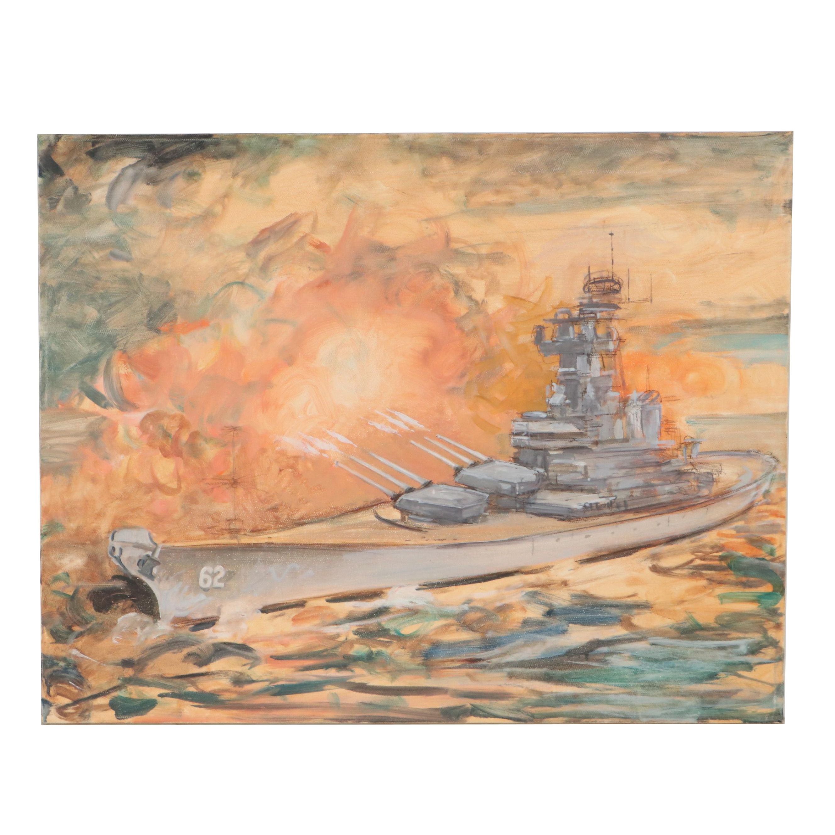 Kamil Kubik Oil Painting of USS New Jersey BB-62