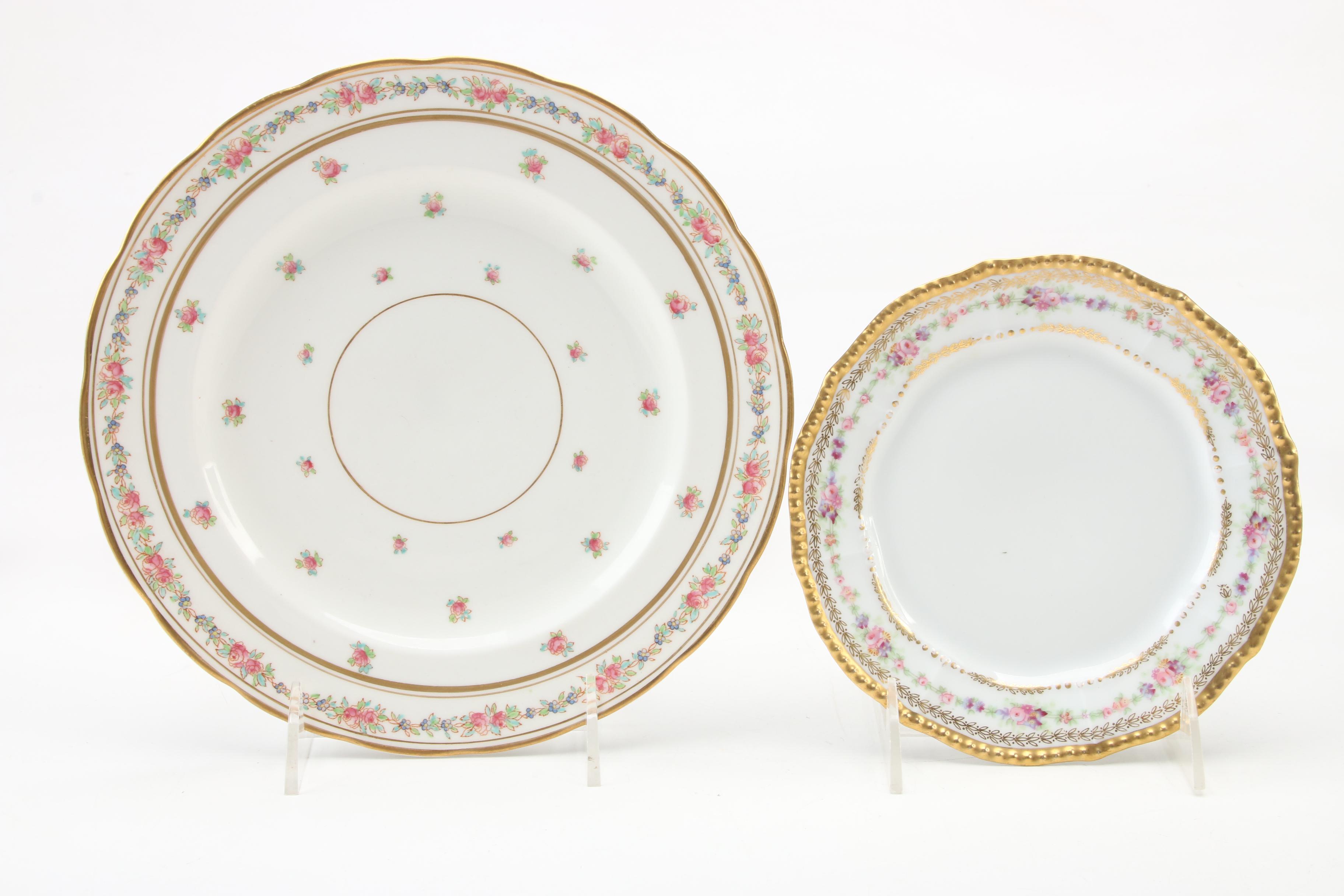 George Jones & Sons Bone China Dinnerware with Limoges Porcelain Dessert Plates