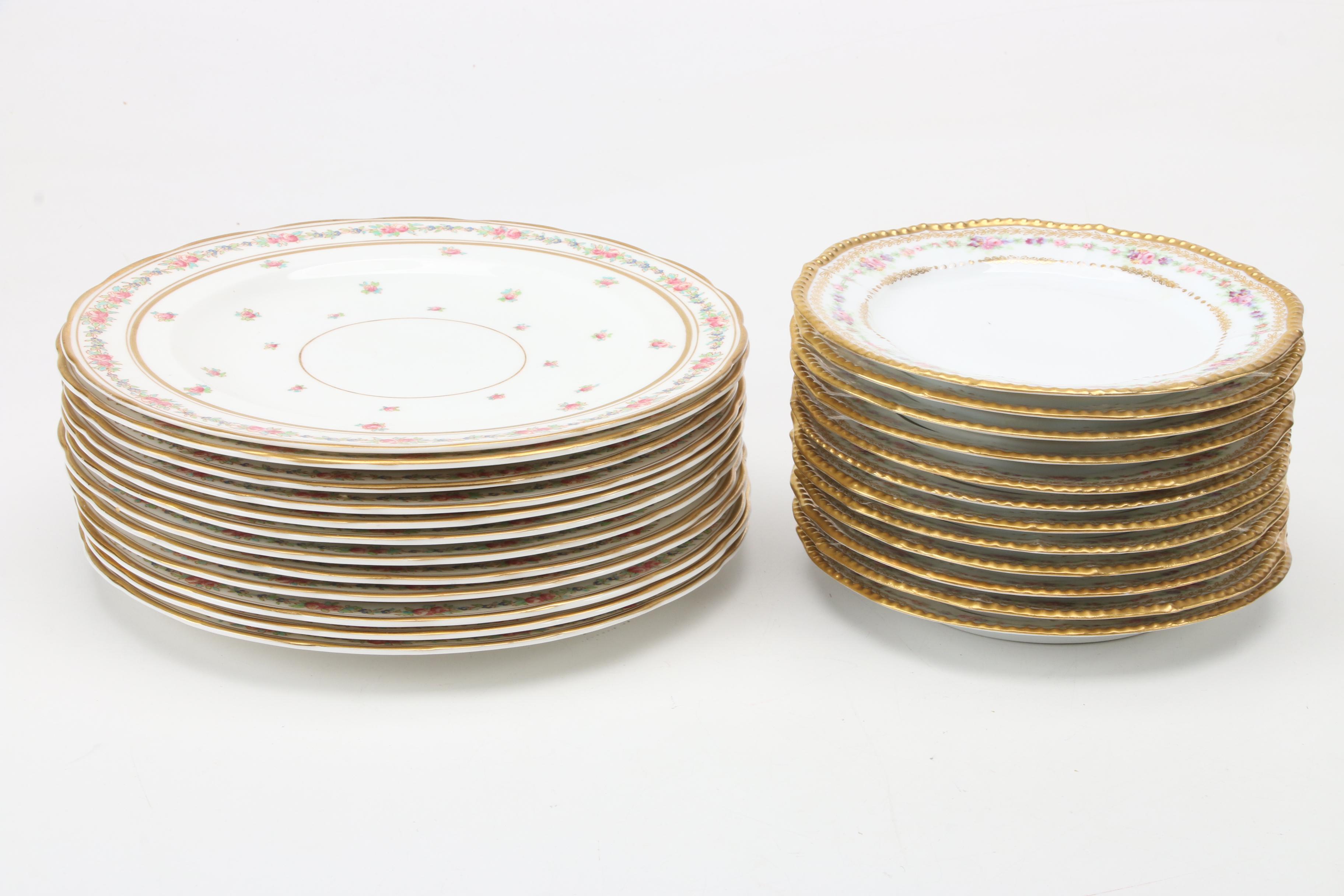 George Jones & Sons Bone China Dinnerware with Limoges Porcelain Dessert Plates