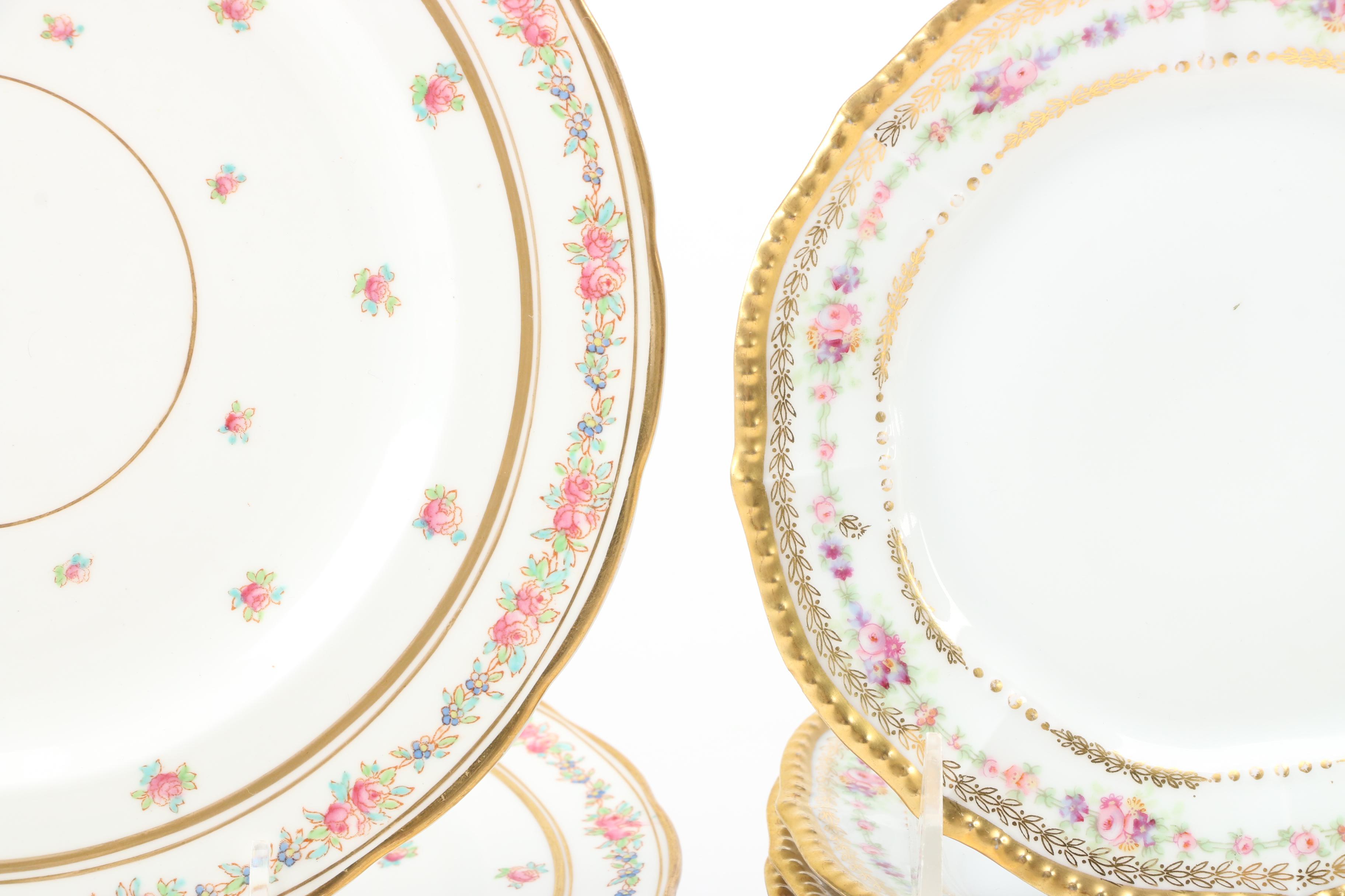 George Jones & Sons Bone China Dinnerware with Limoges Porcelain Dessert Plates