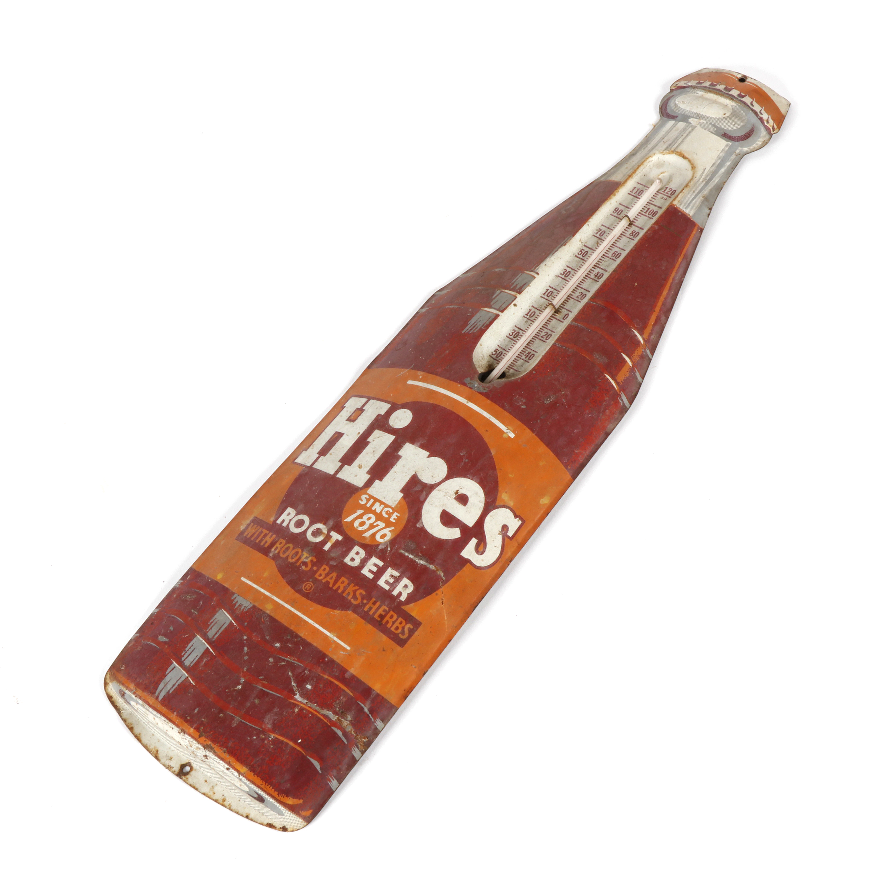 Hires Root Beer Metal Advertising Thermometer Sign, Mid-20th Century