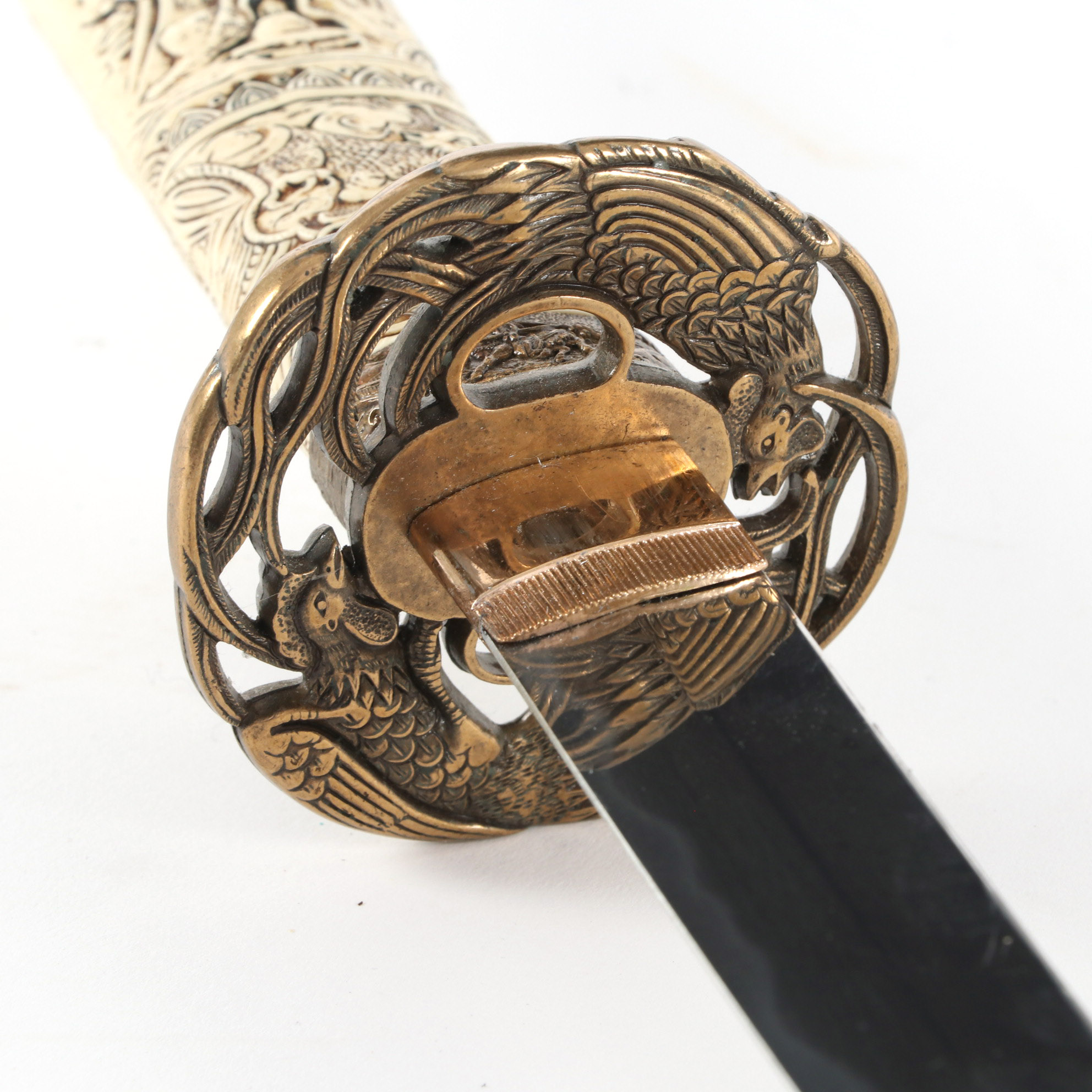 Japanese Katana with Carved Resin Dragon Handle